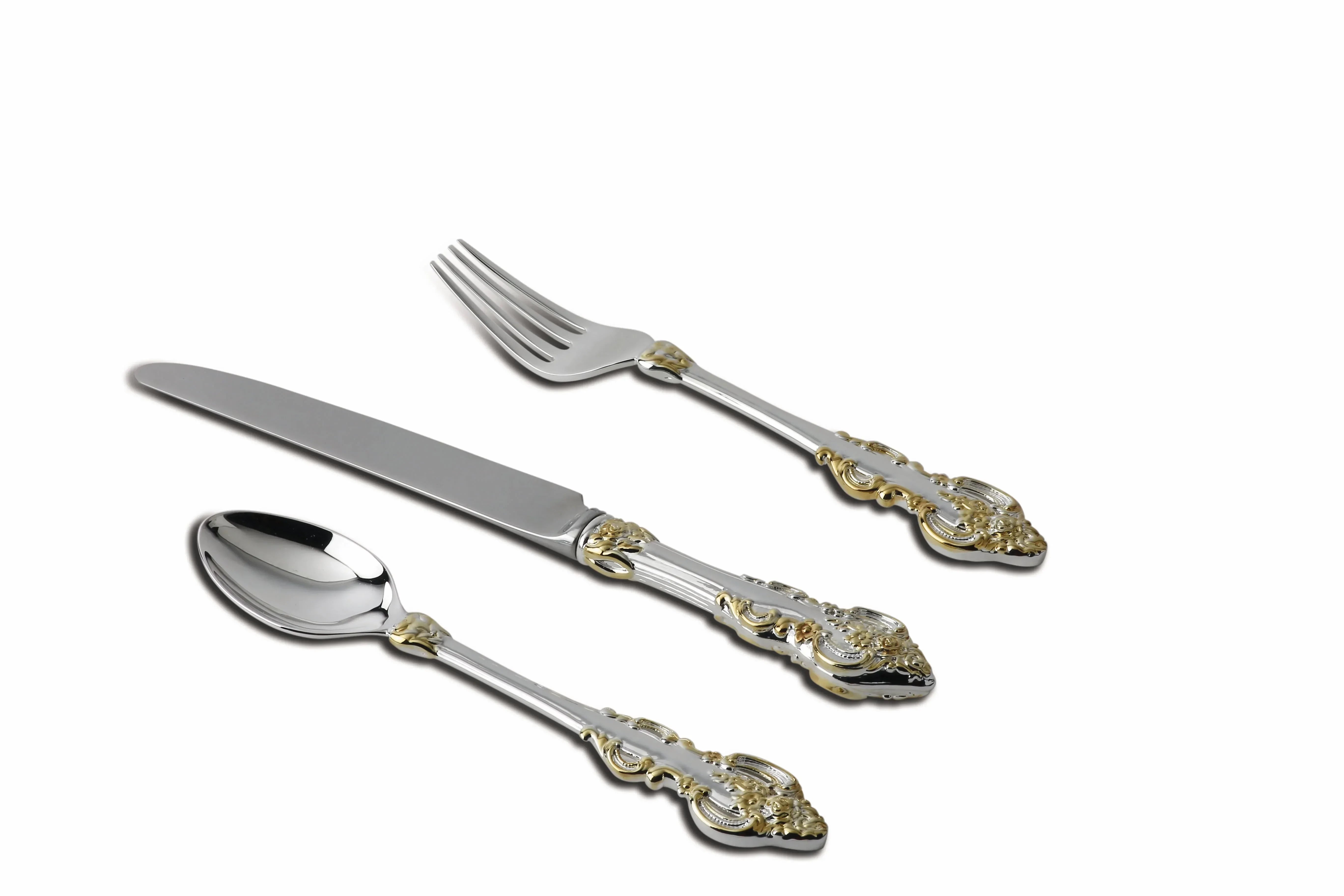 Queens Opulence 3-piece Sterling Silver Flatware Set by Krysaliis - The Mayfair Hall