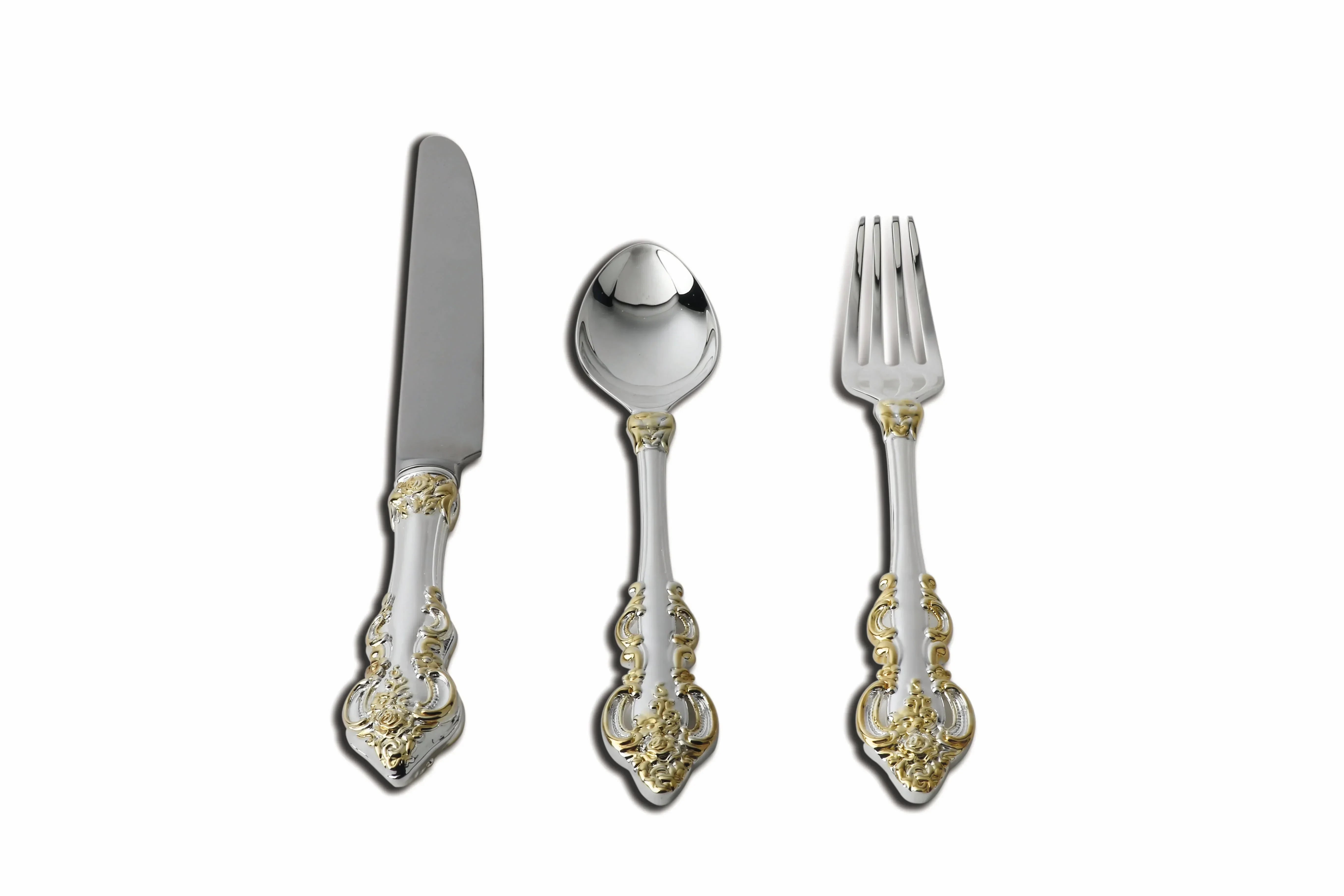 Queens Opulence 3-piece Sterling Silver Flatware Set by Krysaliis - The Mayfair Hall