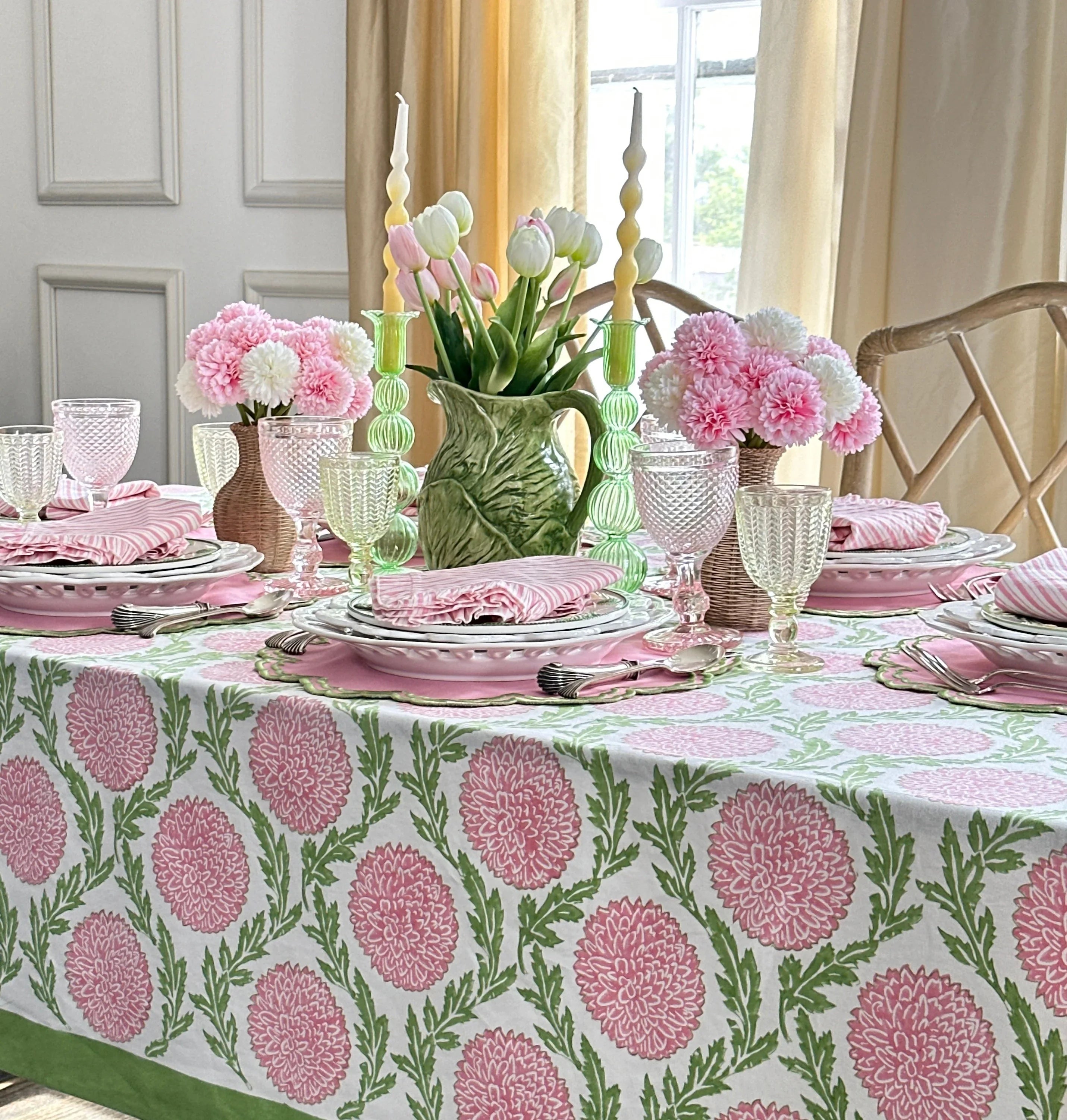 Pink Stripes with Ruffle - Napkin - Set of 4 - The Mayfair Hall