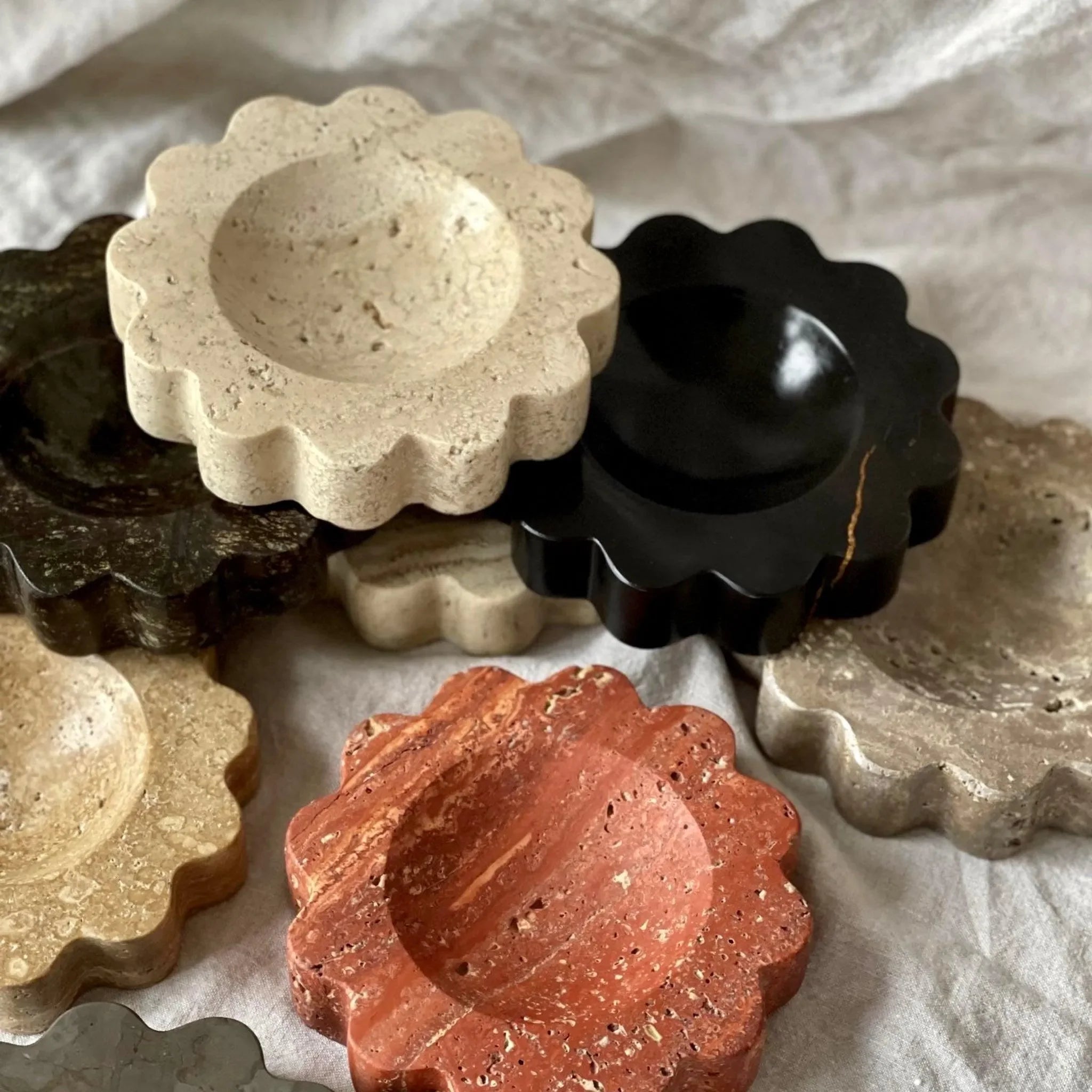 Marble Mini Sun Scoop in Travertine - The Mayfair Hall