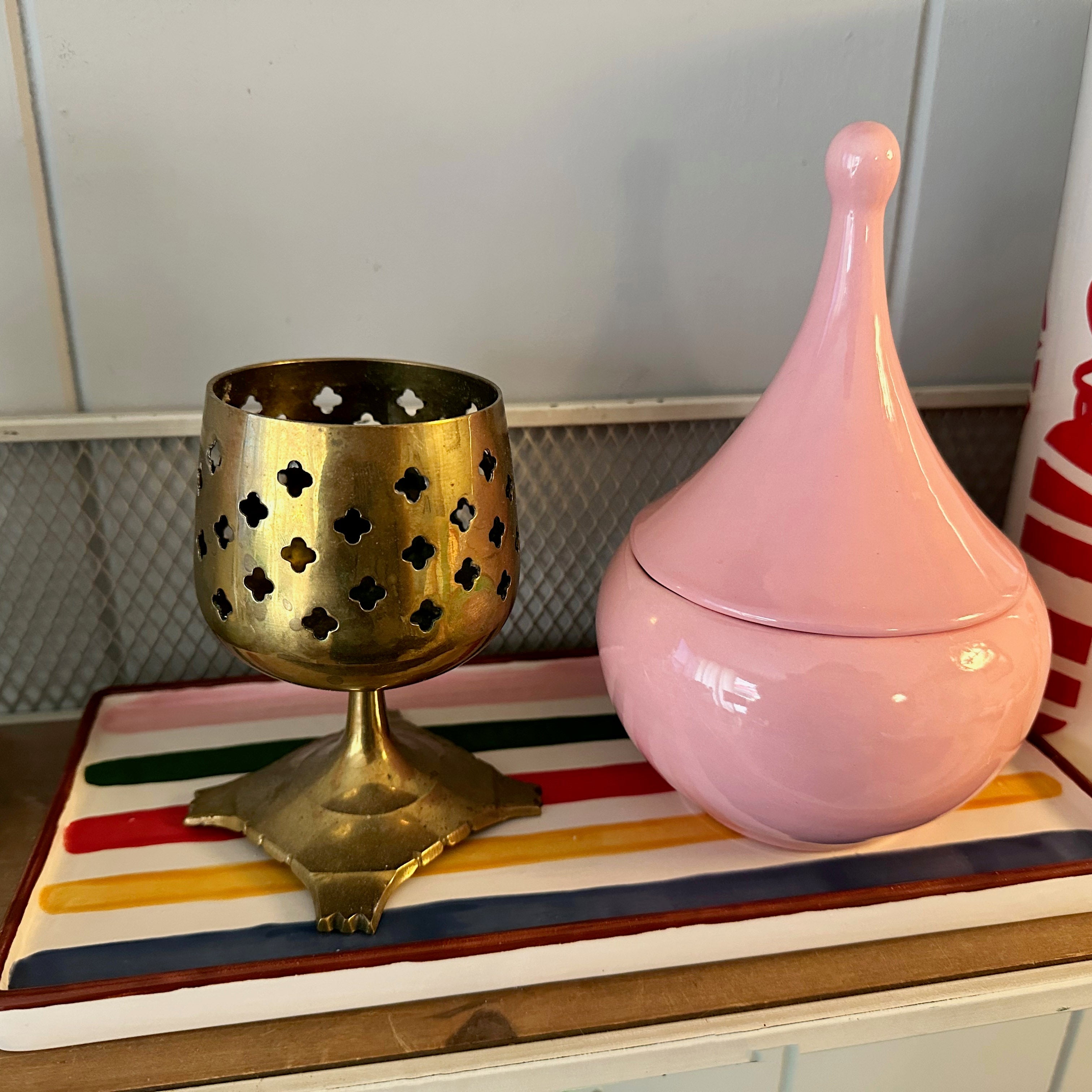Lidded Teardrop Jar in Harvest Orange