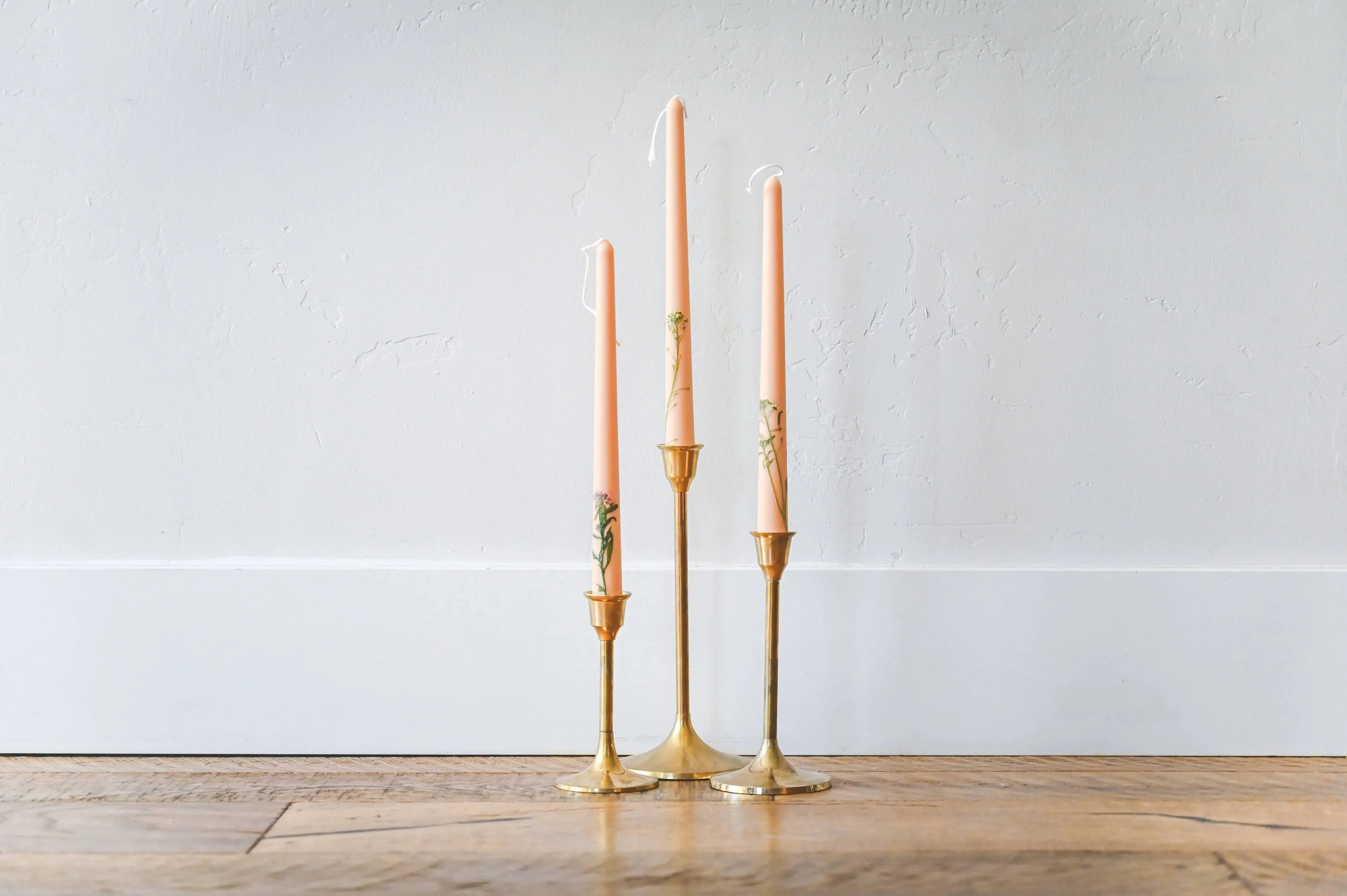 Floral Inlaid Tapered Candle (Set of 3) - The Mayfair Hall