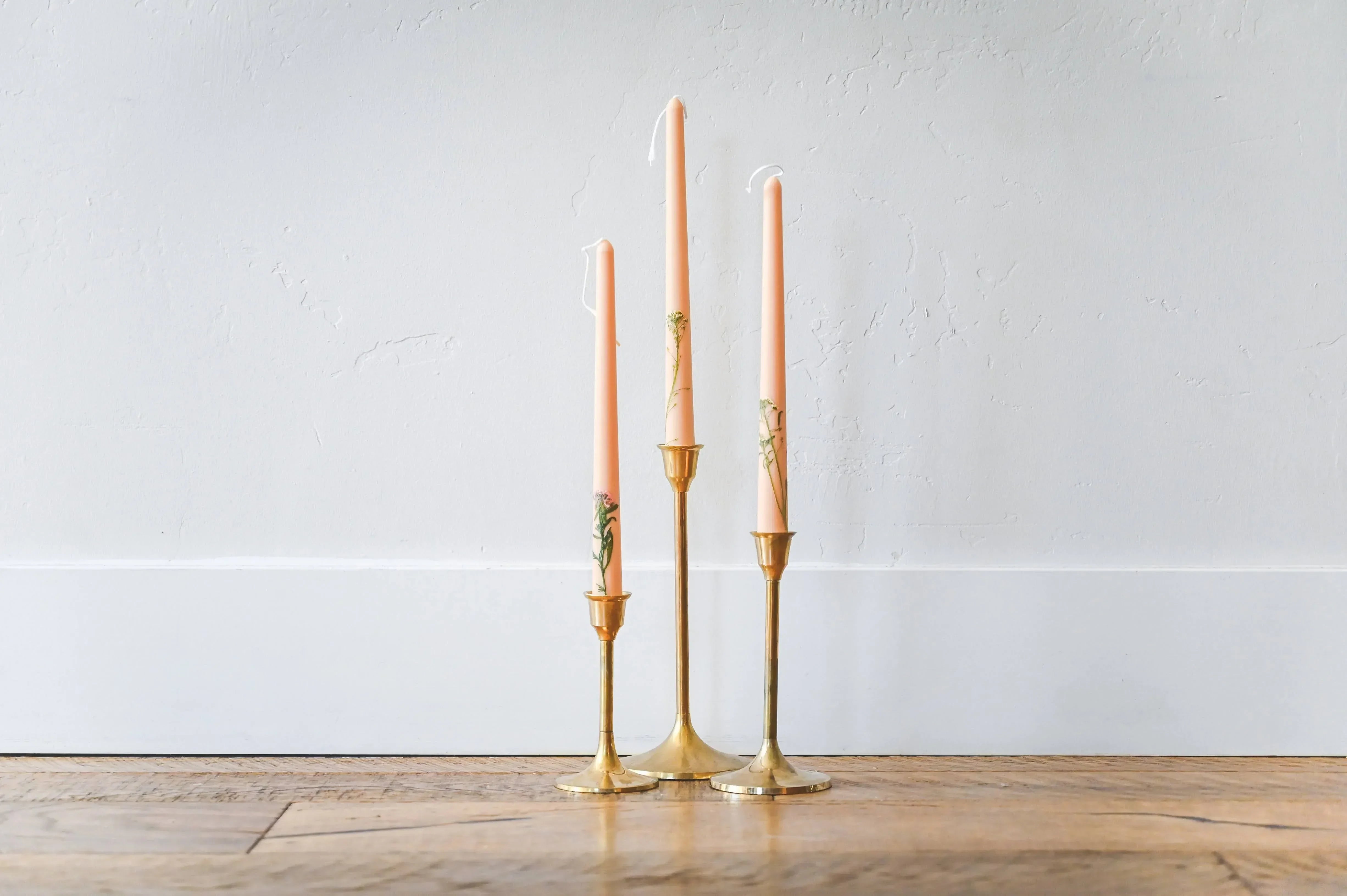 Floral Inlaid Tapered Candle (Set of 3) - The Mayfair Hall