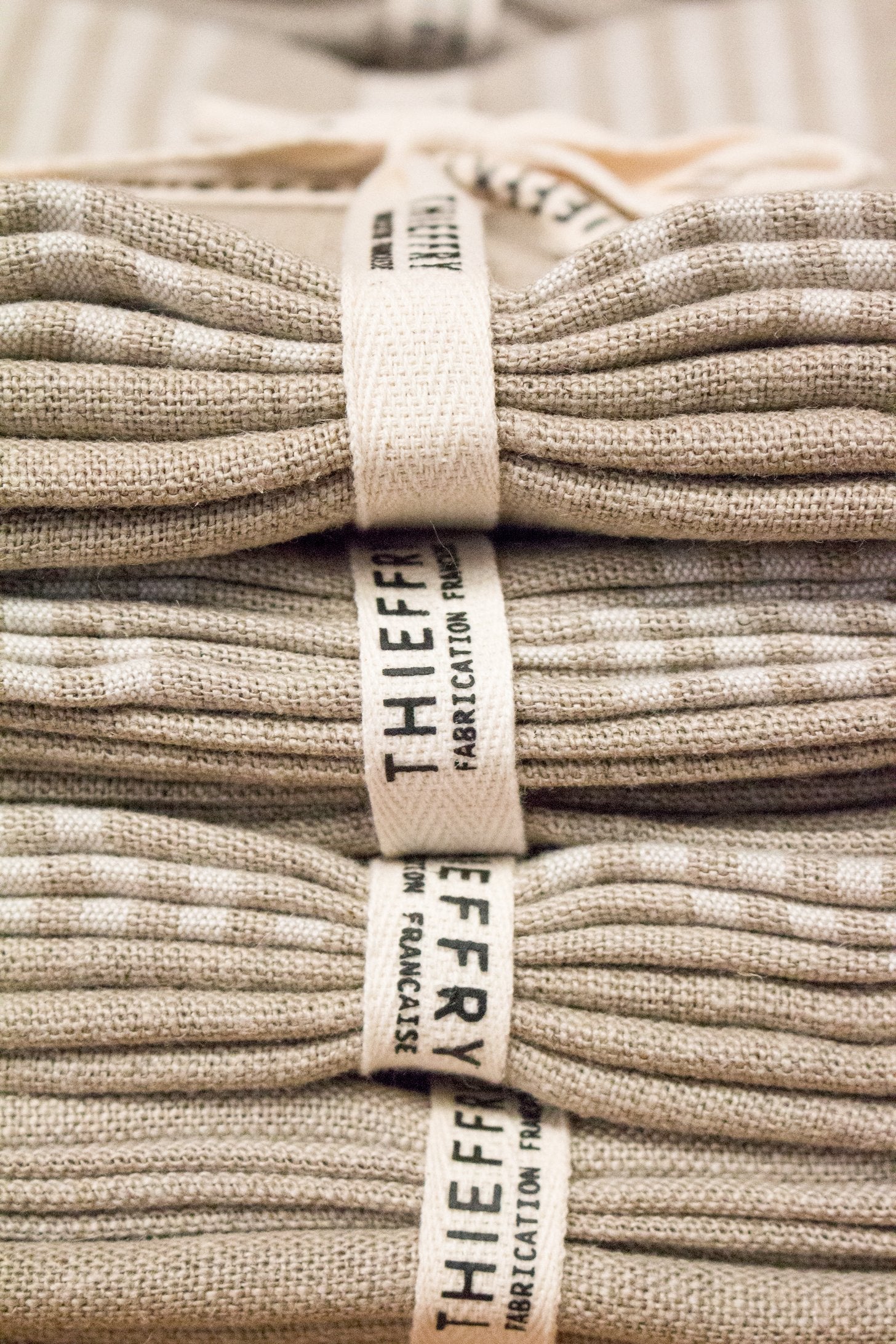 Thieffry Belgian Linen Dishtowels, White Stripe & Natural, Set of 2