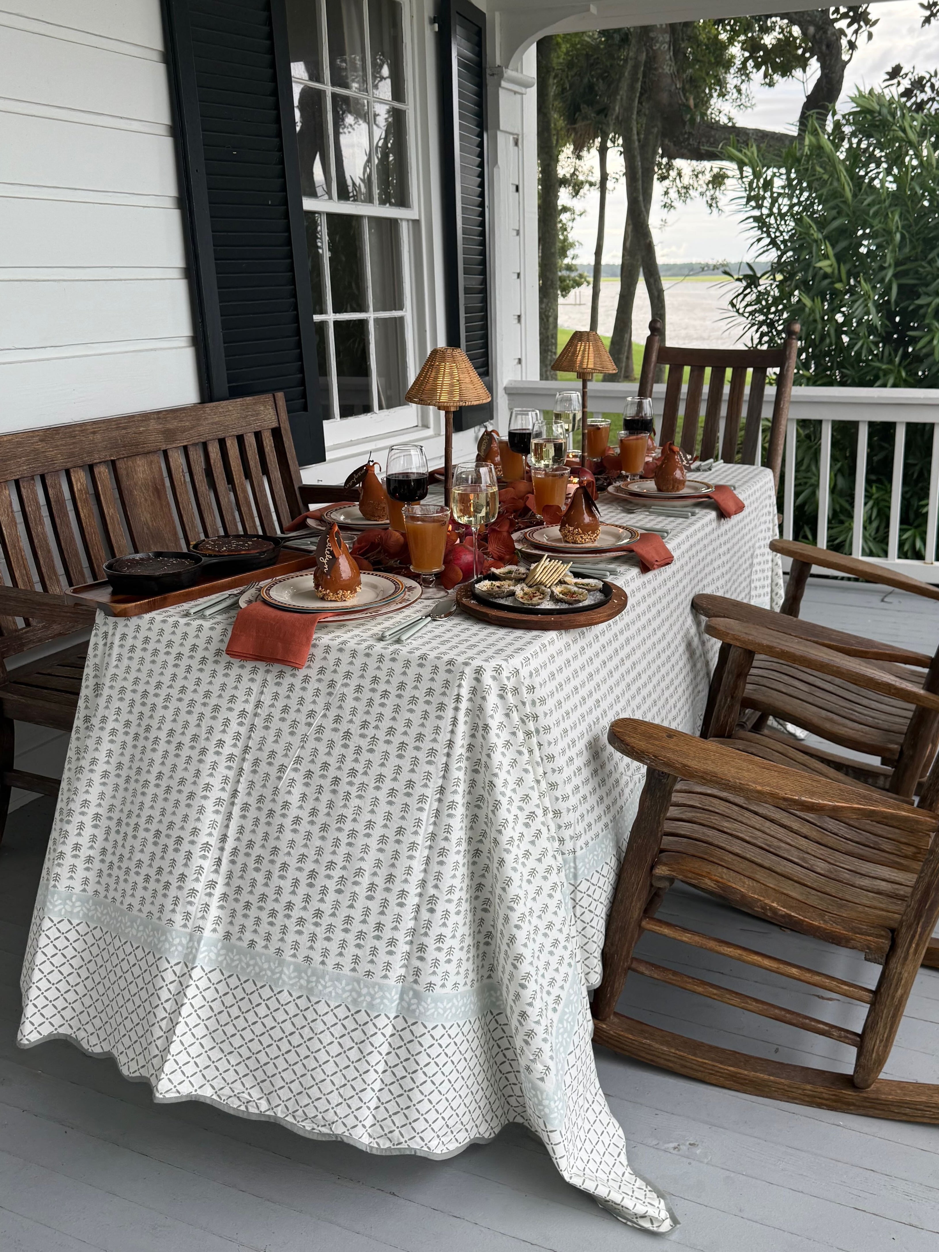 Claire Tablecloth in Serene - Block Printed