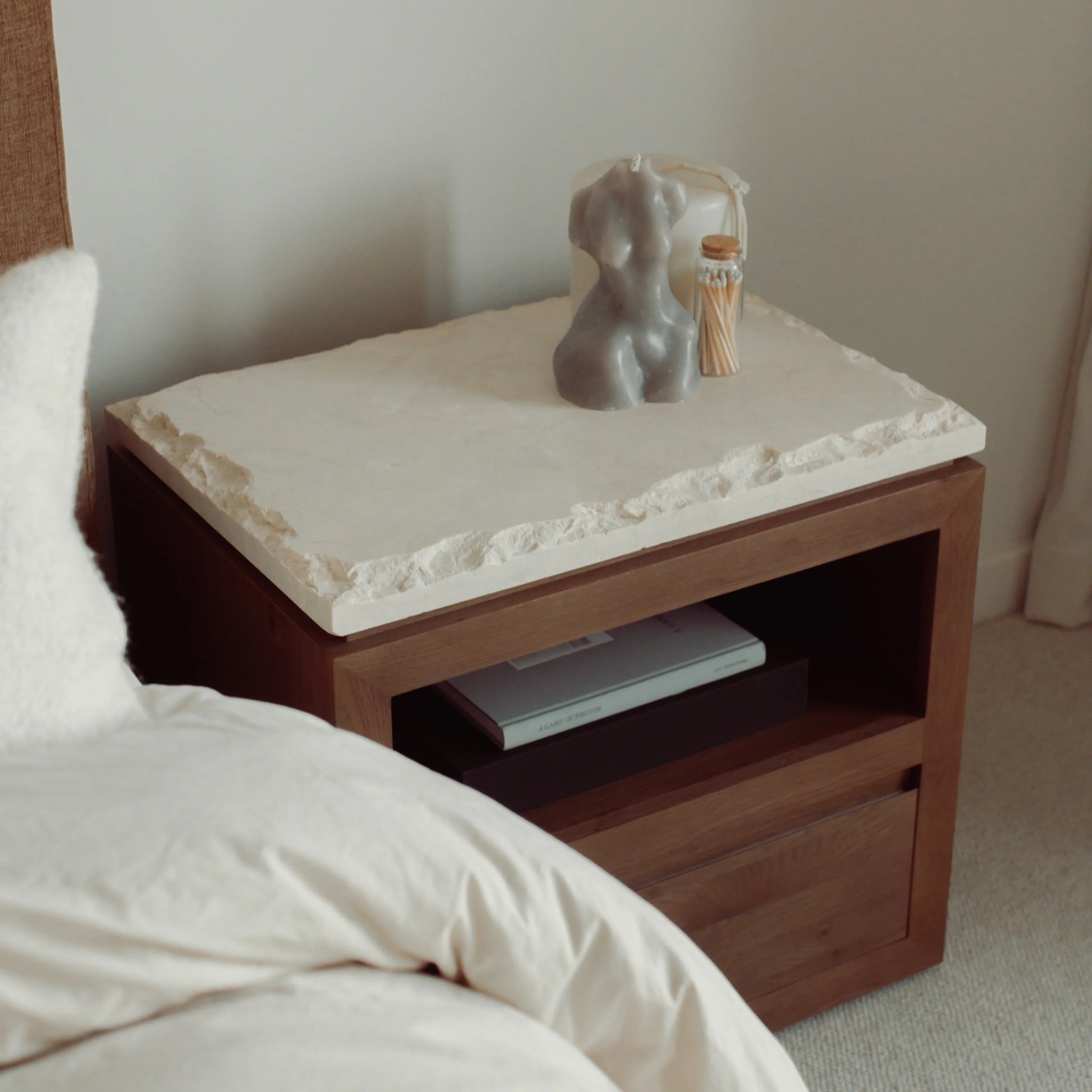 Sofita Marble Nightstand - Mocha - The Mayfair Hall