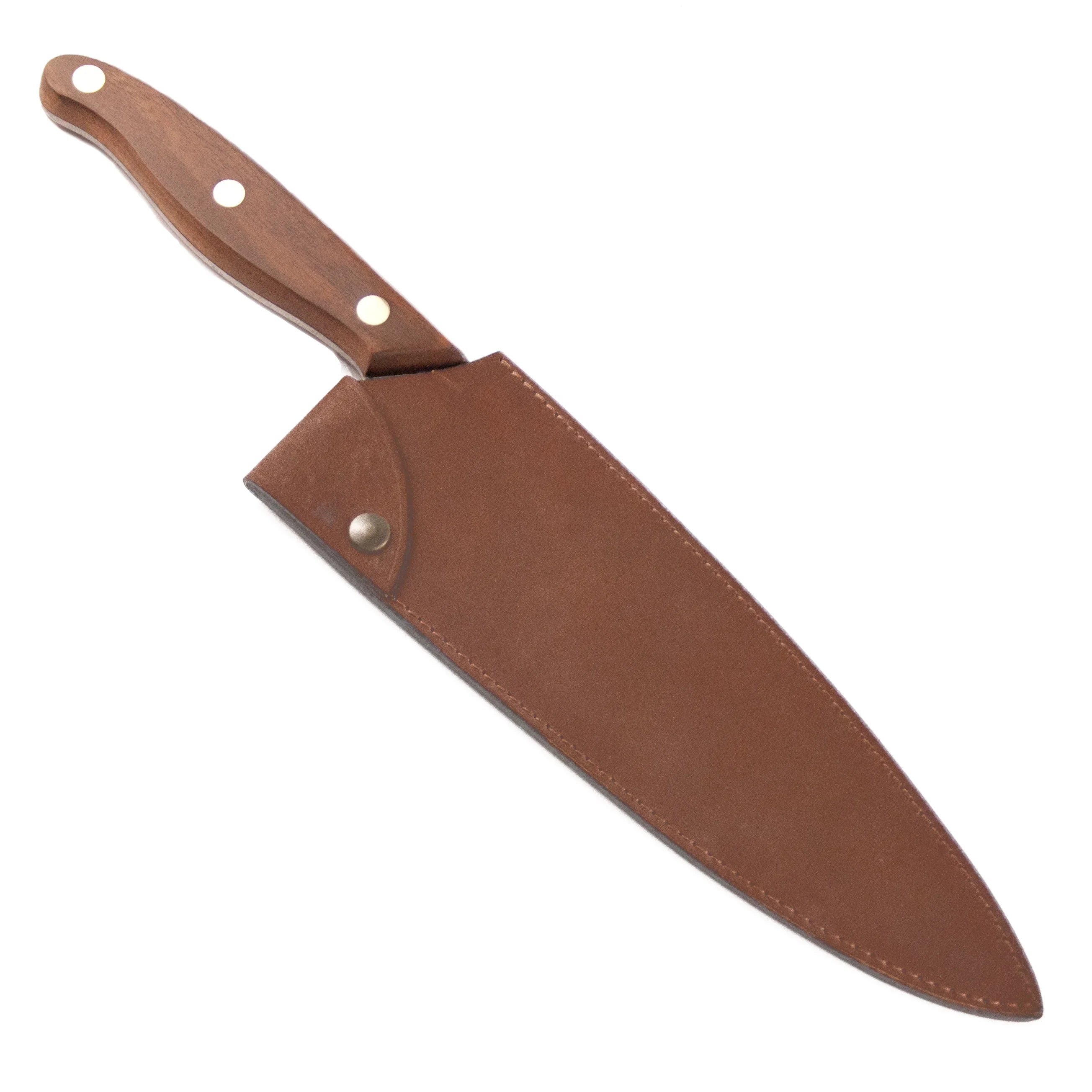 Chef knife carbon steel XC75 8.7 inches blade with leather sheath