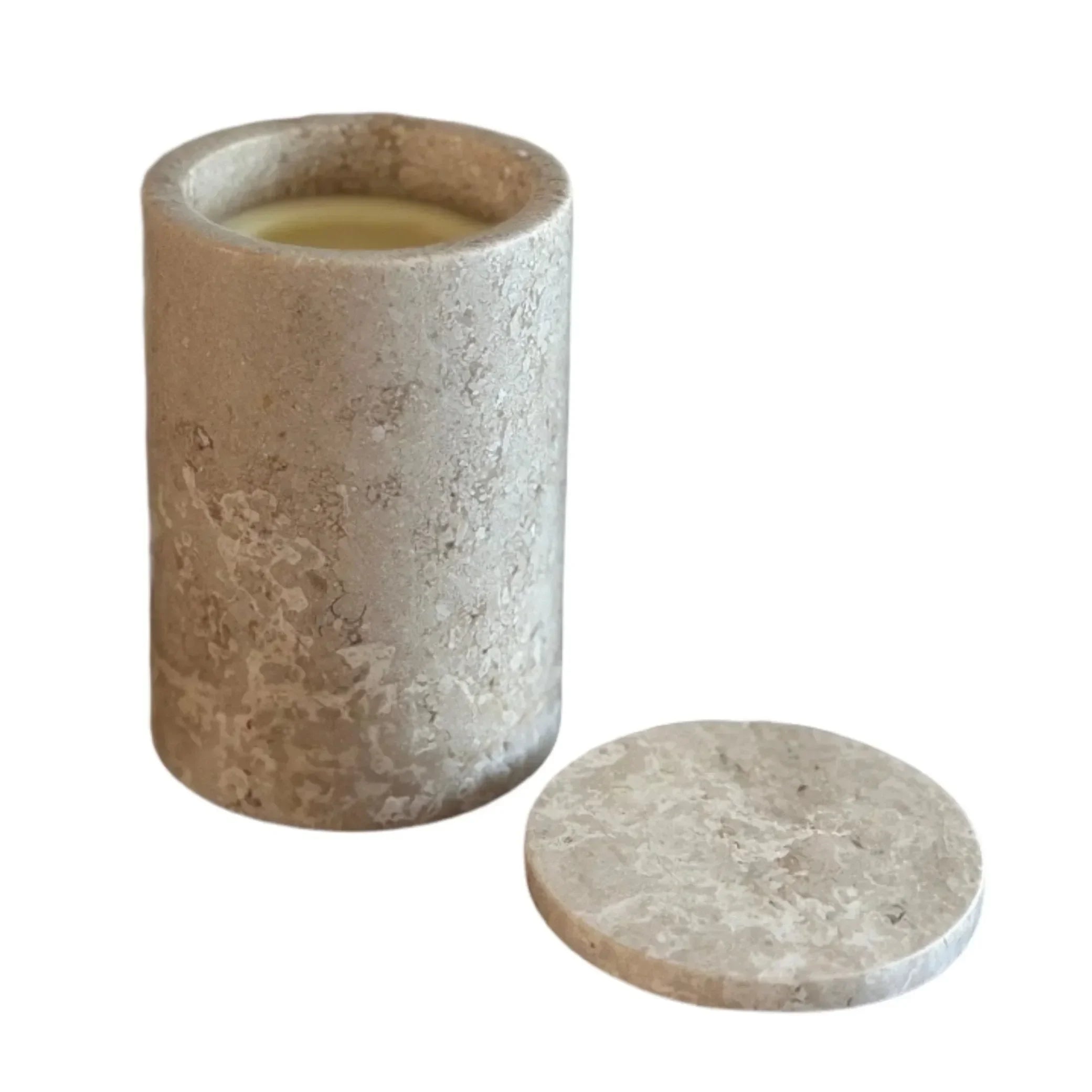 Marble Lidded Jar Candle in Oyster | Naples Scent - The Mayfair Hall