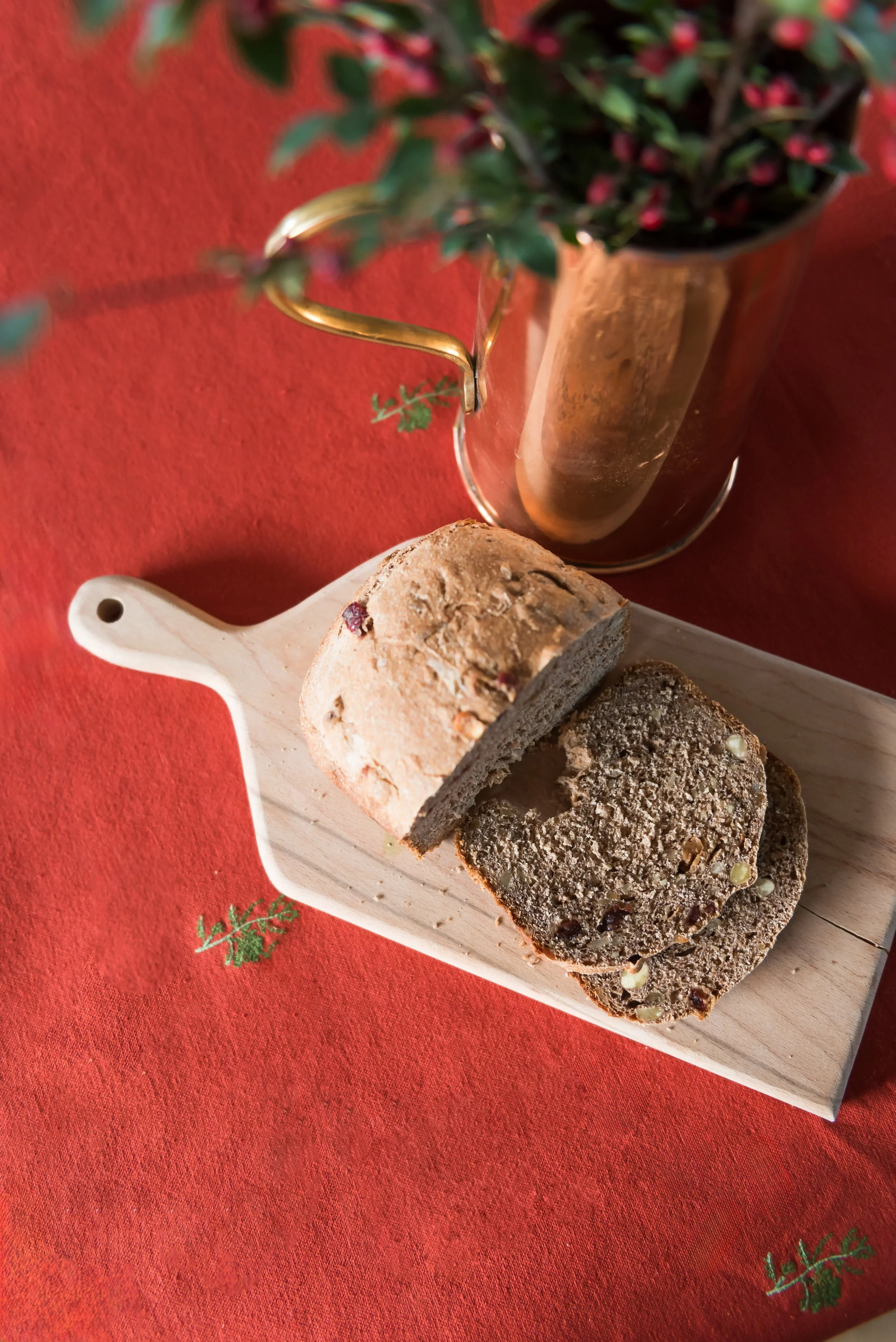Rust Red and Green Fleur Tablecloth - The Mayfair Hall