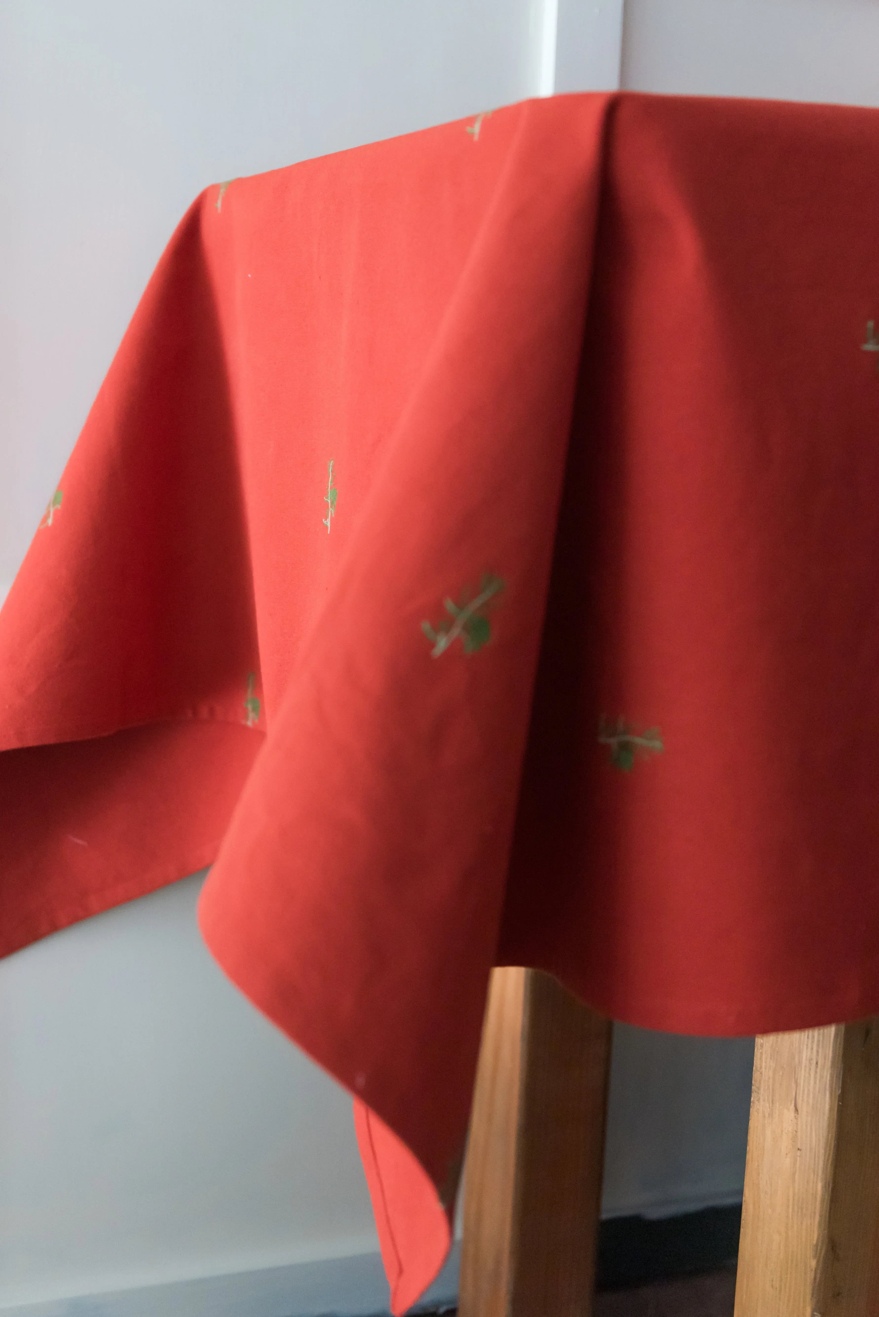 Rust Red and Green Fleur Tablecloth - The Mayfair Hall