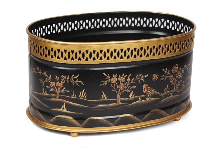 Black & Gold Oval Planter