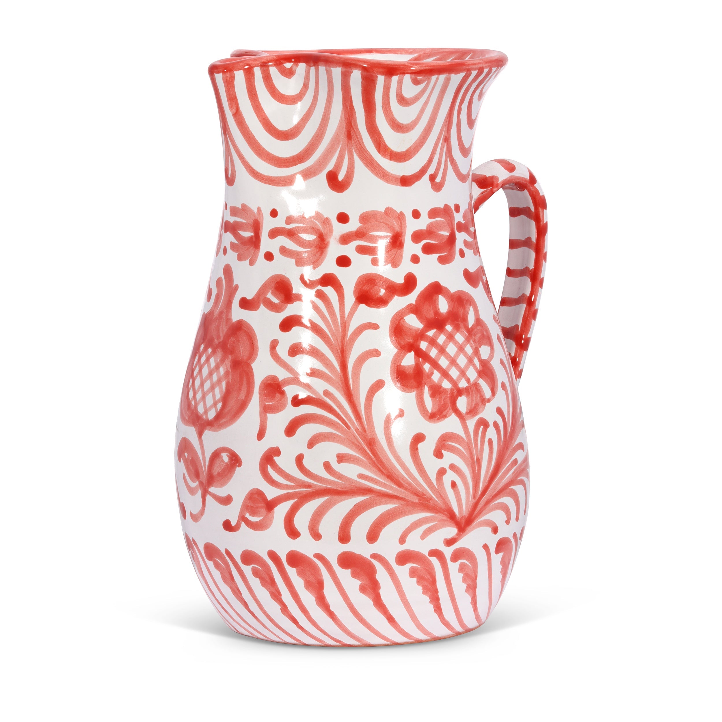 Large pitcher with hand painted designs