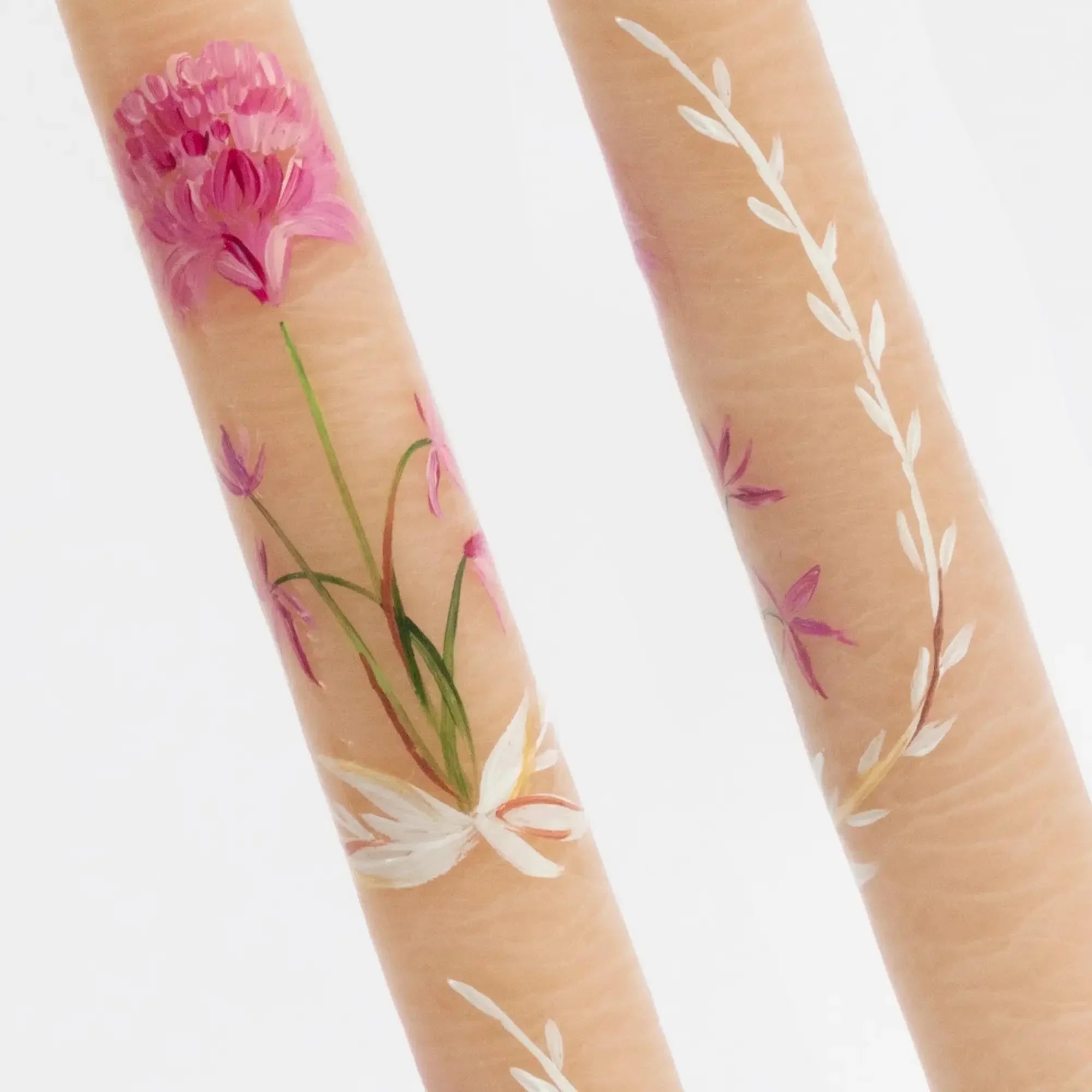 Set of 2 Hand-Painted Tapers - In Bloom - The Mayfair Hall