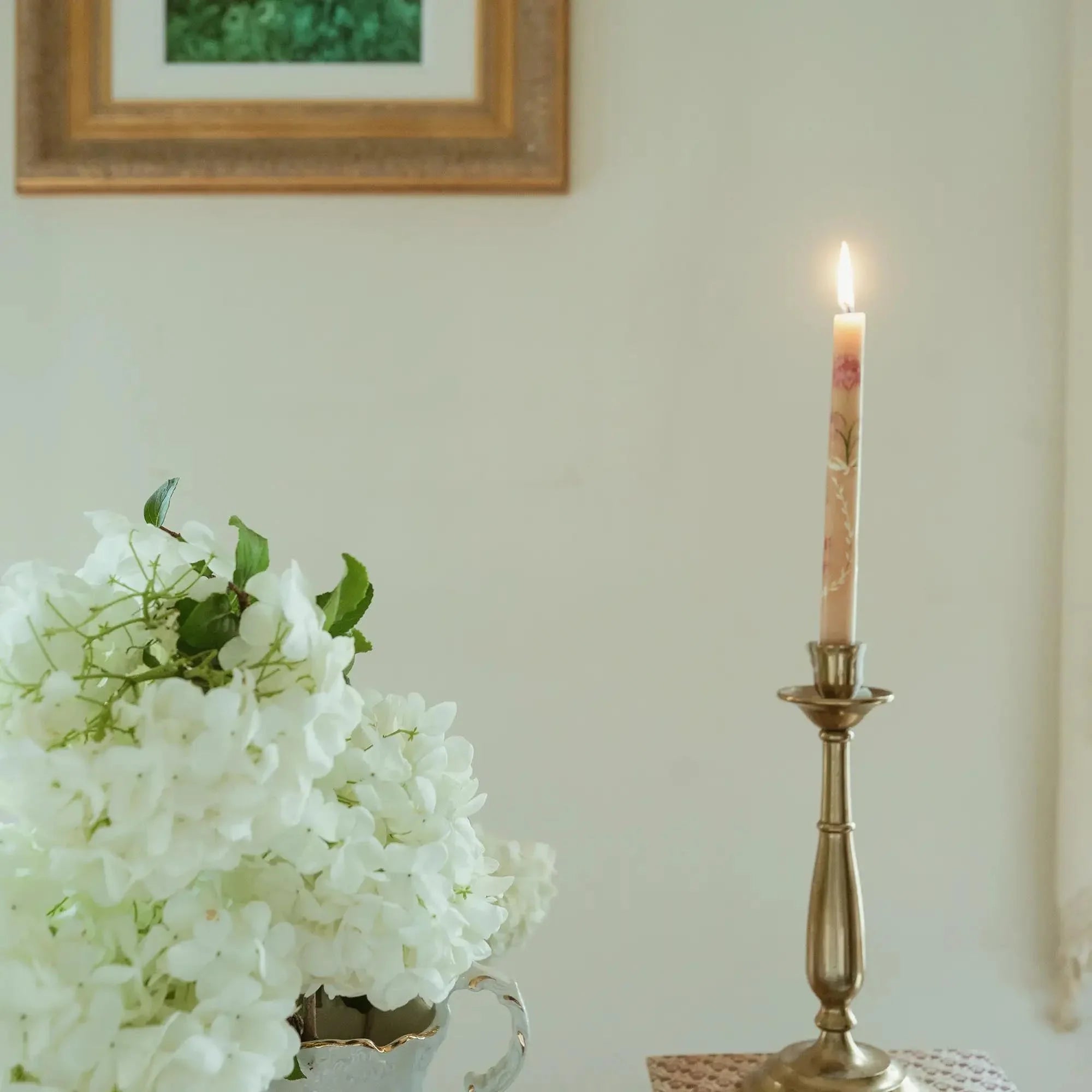 Set of 2 Hand-Painted Tapers - In Bloom - The Mayfair Hall