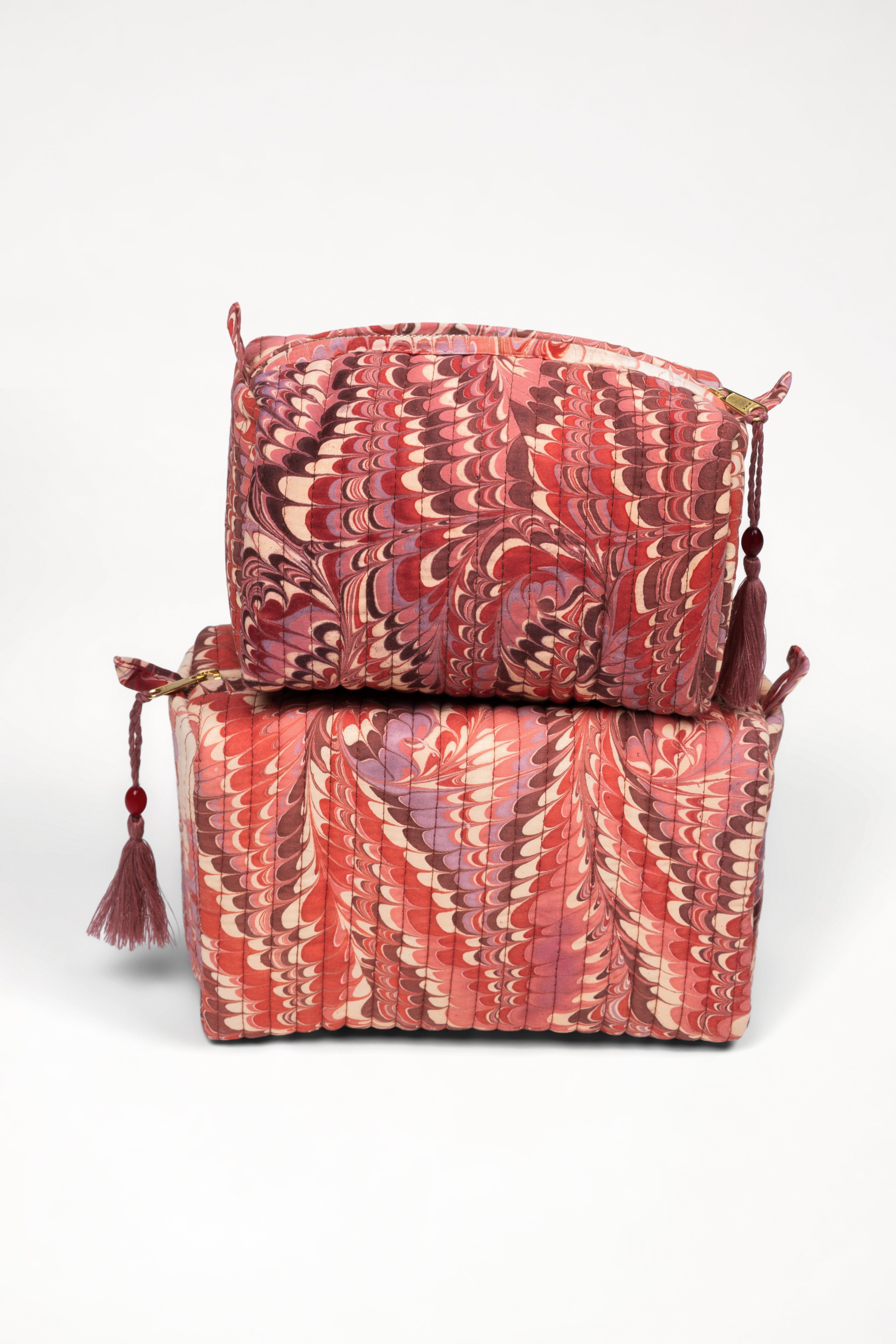 Florentine Pink Hand-Marbled Cosmetic Bag