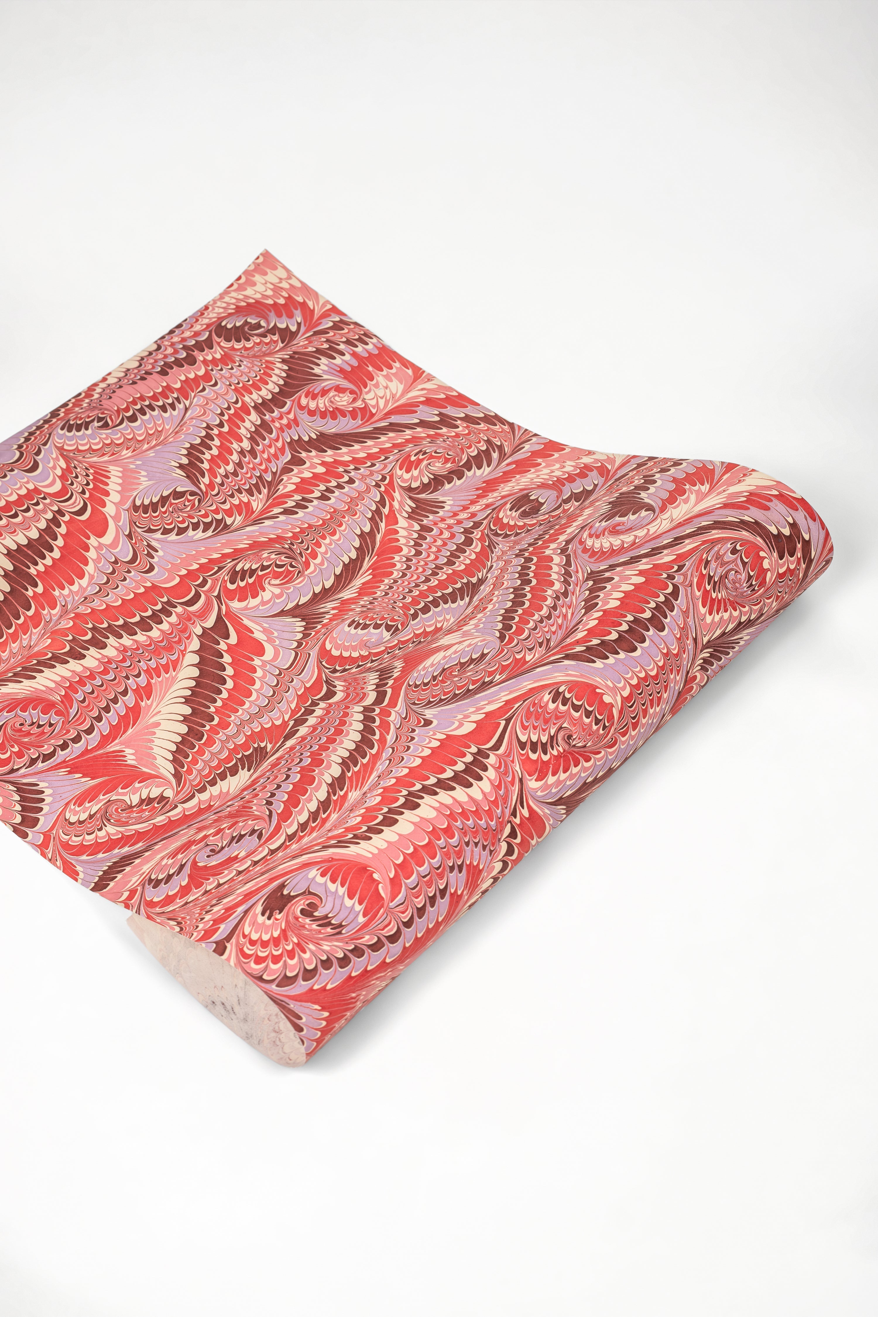 Hand Marbled Florentine Pink Gift Wrapping Paper Sheets - Pack of 5