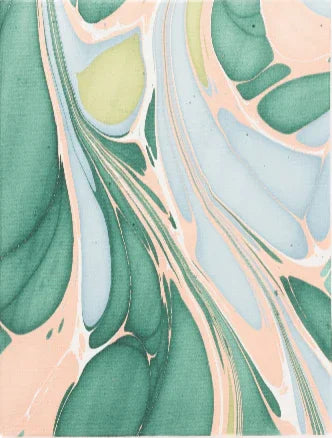 Hand Marbled Picture Frame Folding Book, 4x6 in Green and Pink - The Mayfair Hall