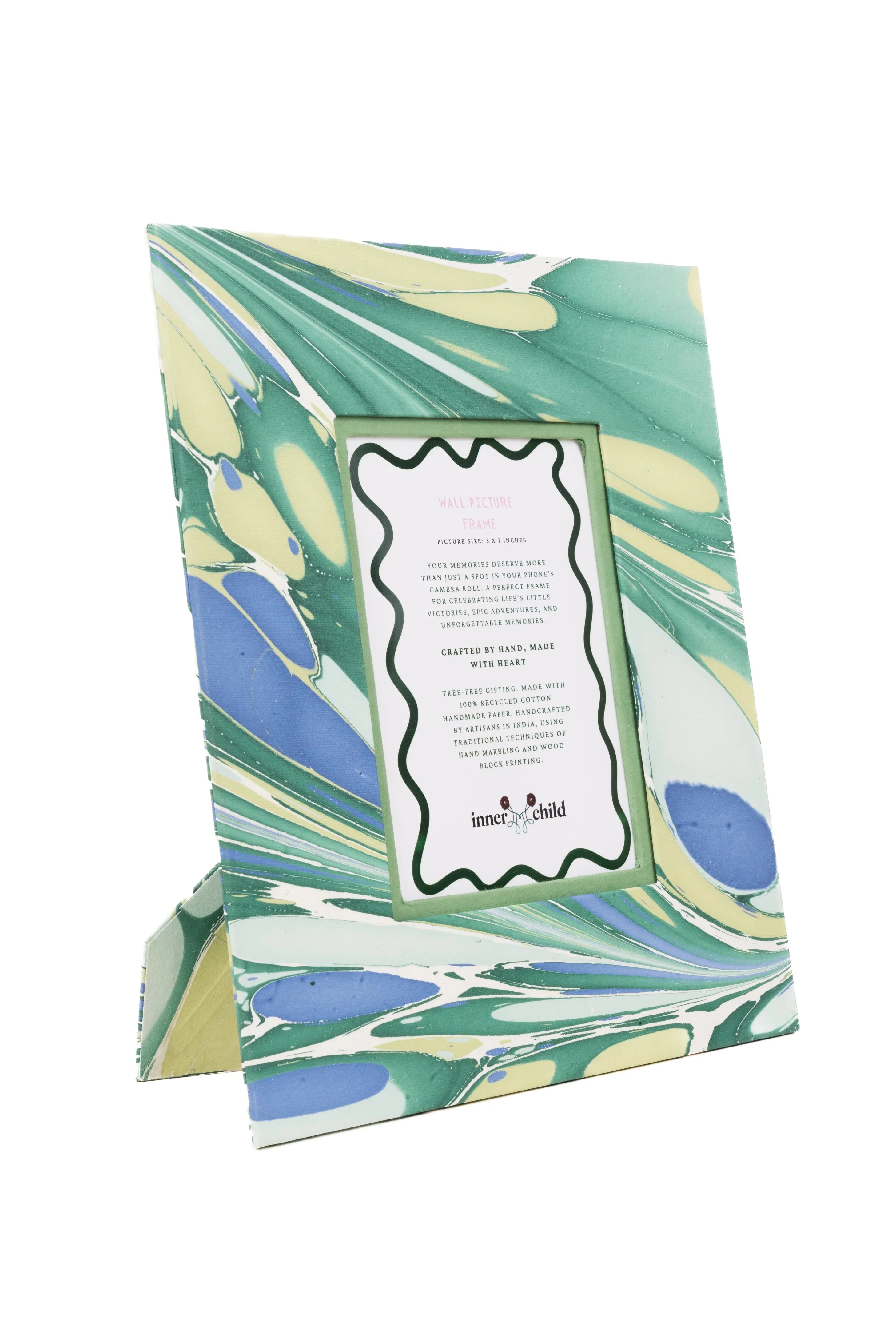 Green and Blue Hand-Marbled Large Wall Picture Frame, 5x7 - The Mayfair Hall