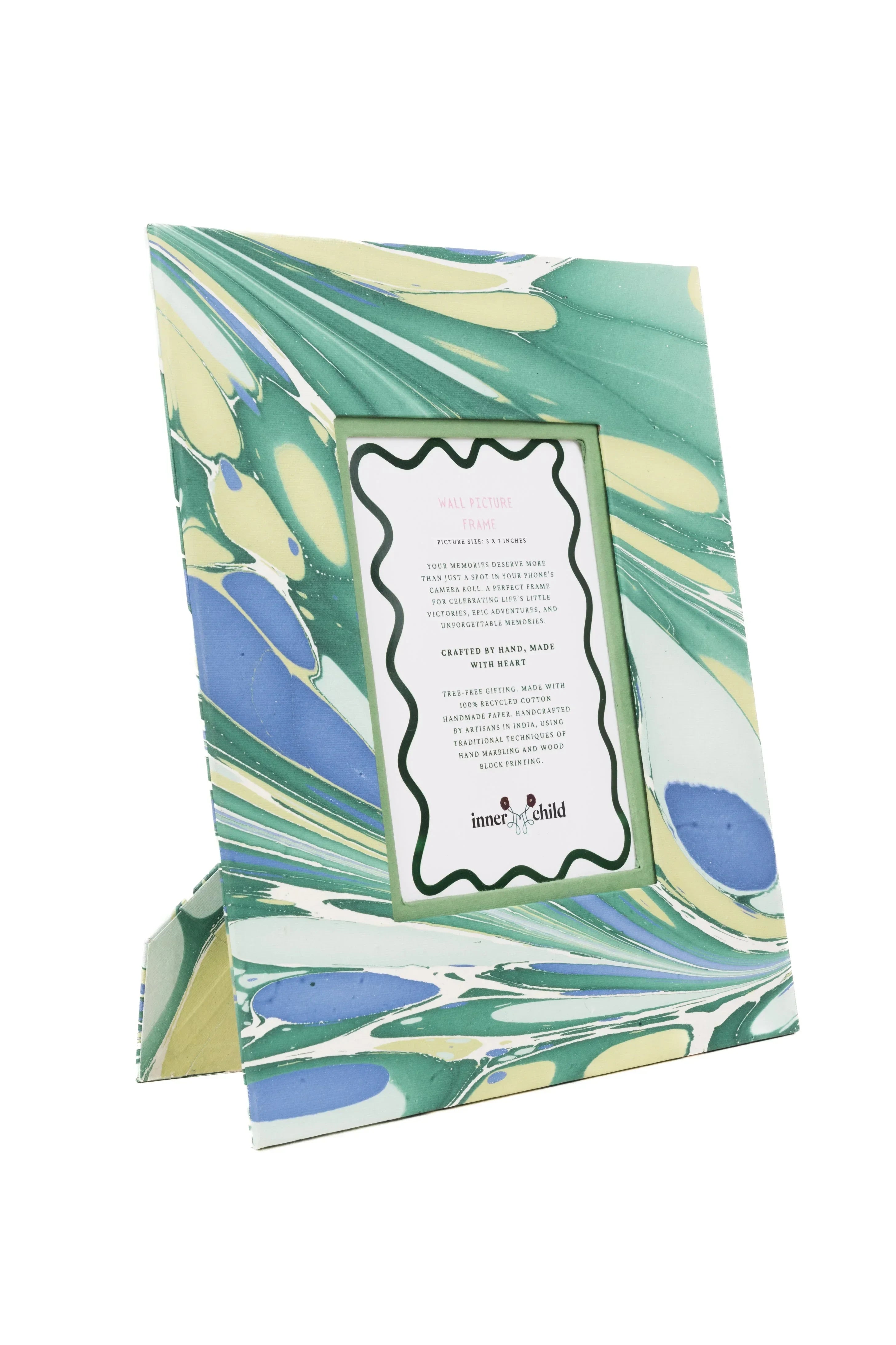 Green and Blue Hand-Marbled Large Wall Picture Frame, 5x7 - The Mayfair Hall