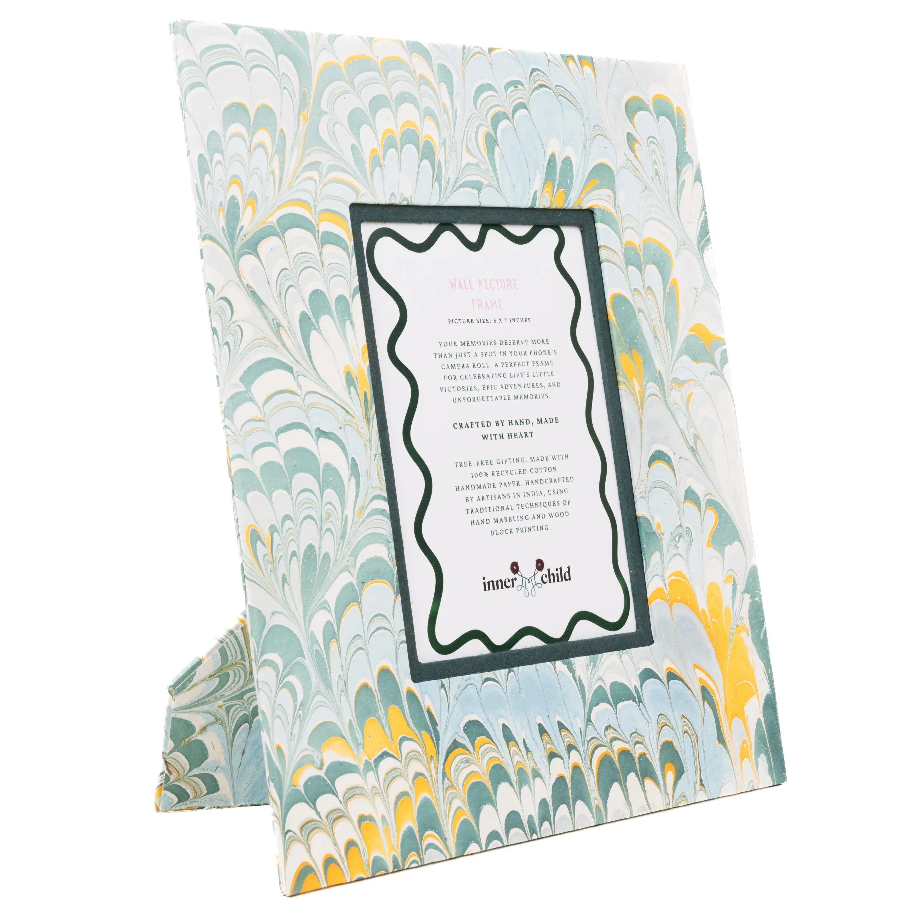 Blue Hand-Marbled Large Wall Picture Frame, 5x7 - The Mayfair Hall