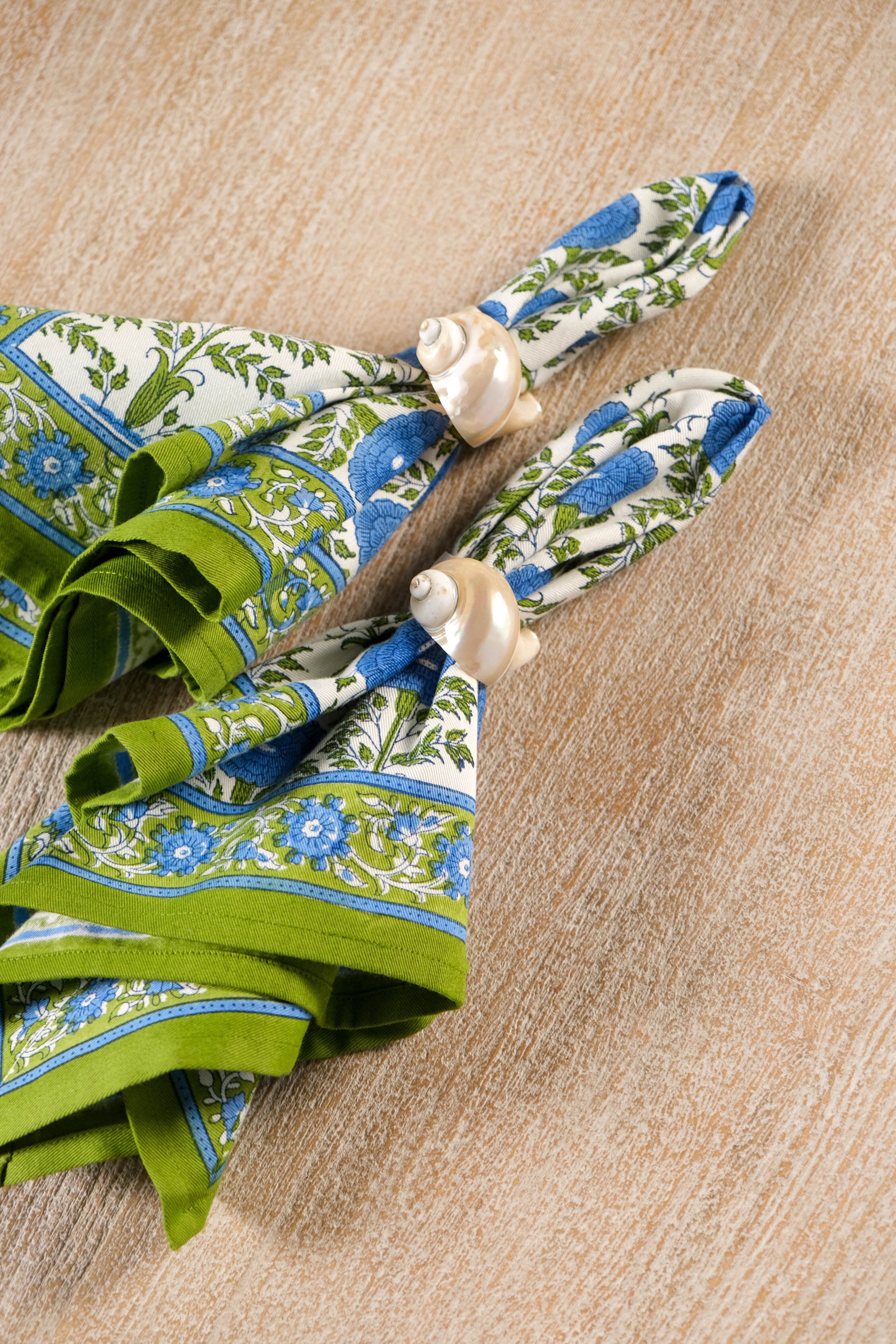 Blue Araminta Blockprint Napkins, Set of 4