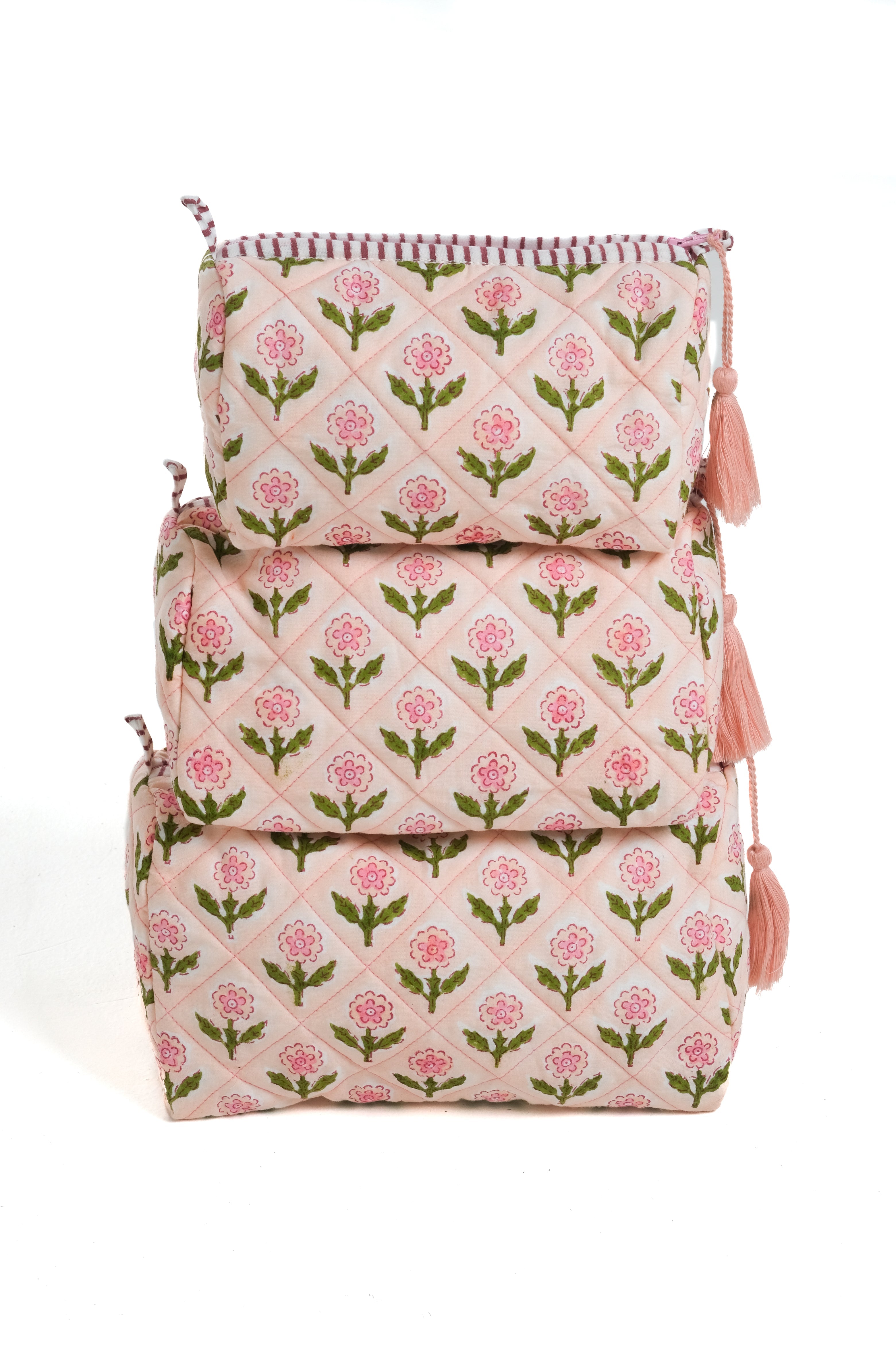 Mona Blockprint Makeup Bag in Pink
