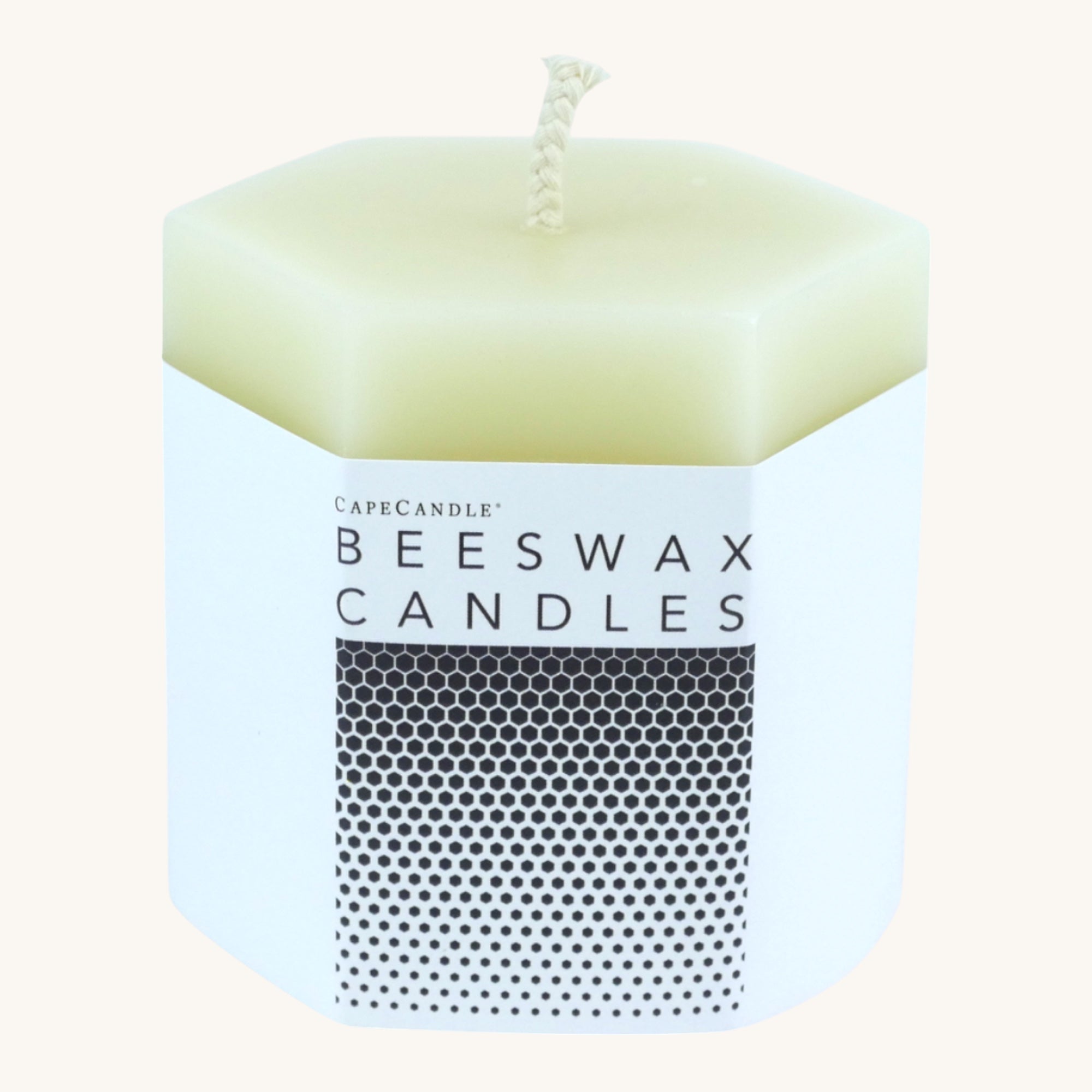 Beeswax Ivory Hexagon Pillar Candle - 3x3 inch