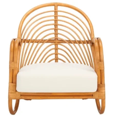 Ivybelle Rattan Accent Chair in Natural and White with Curved back and Armrest - The Mayfair Hall