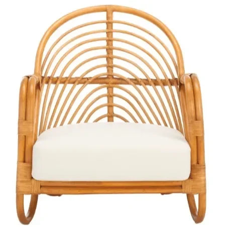 Ivybelle Rattan Accent Chair in Natural and White with Curved back and Armrest - The Mayfair Hall