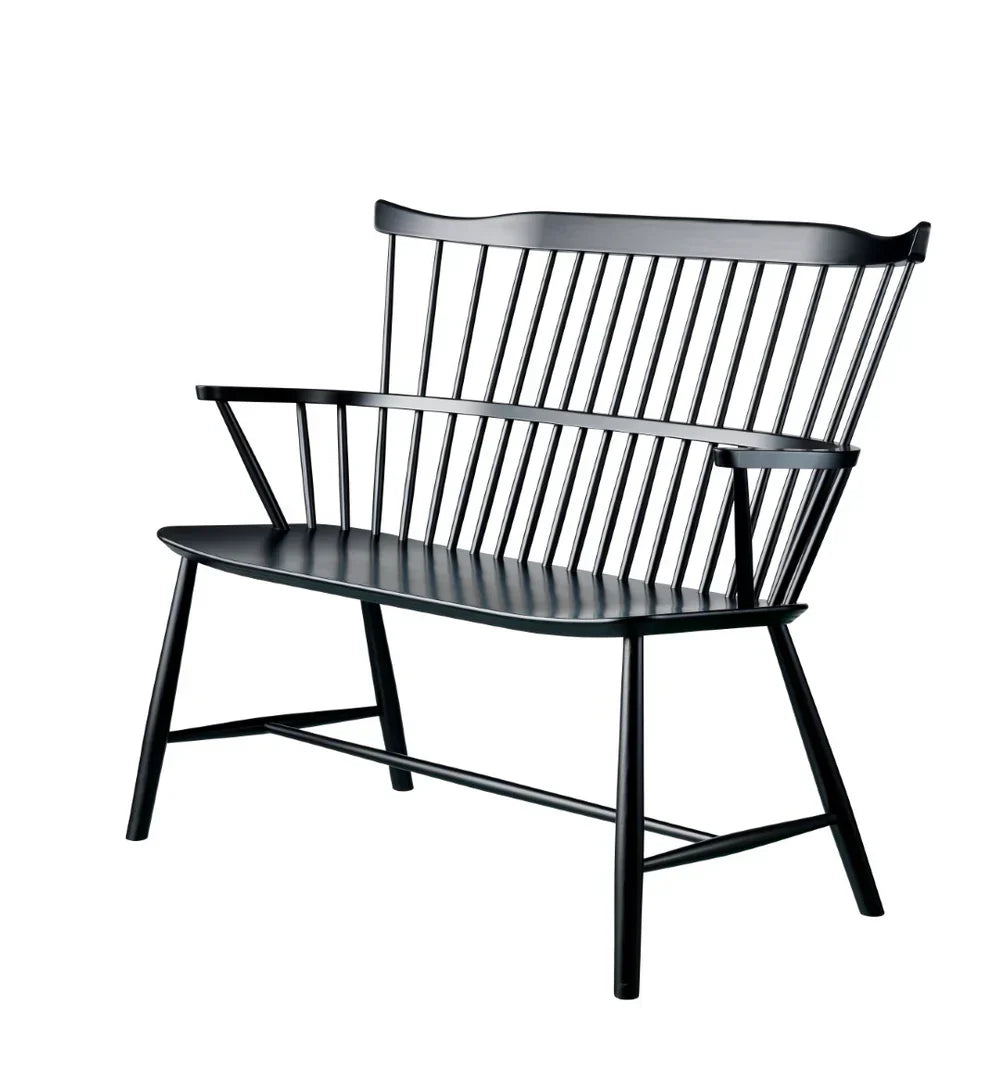 FDB Møbler J52D Bench, Jet Black Painted Beech