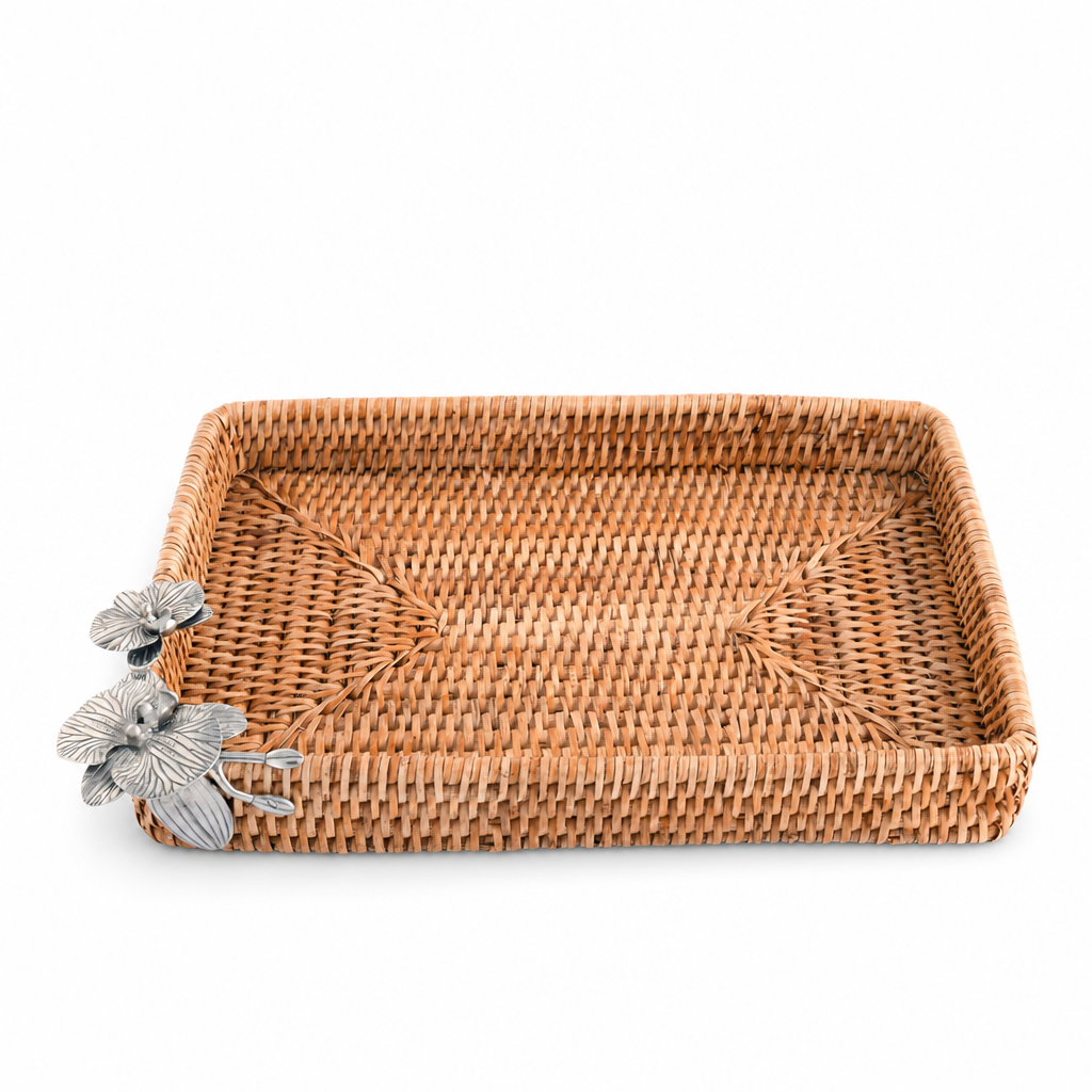 Orchid Catchall Tray Hand Woven Wicker Rattan