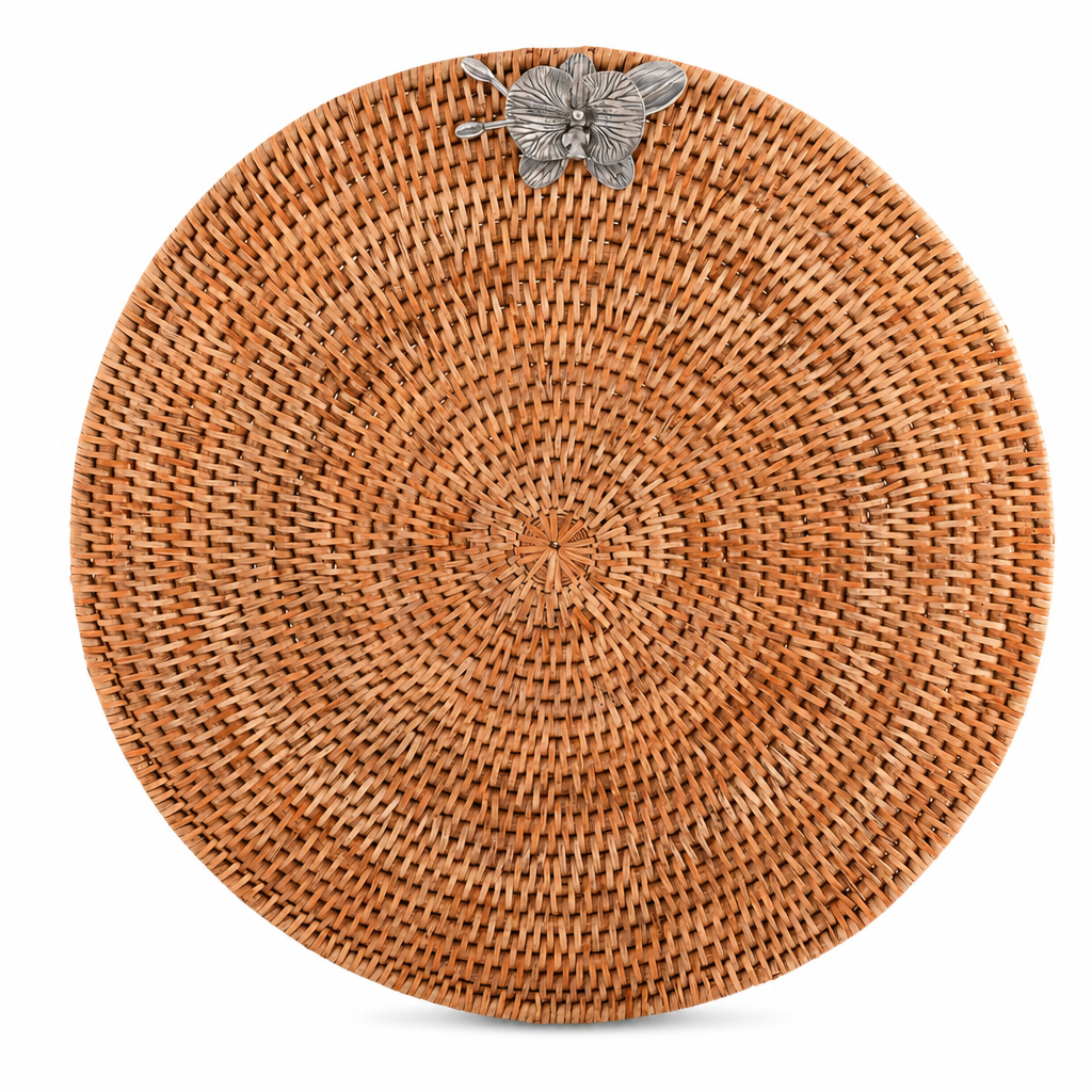Orchid Placemat Hand Woven Wicker Rattan Round - Set of 4