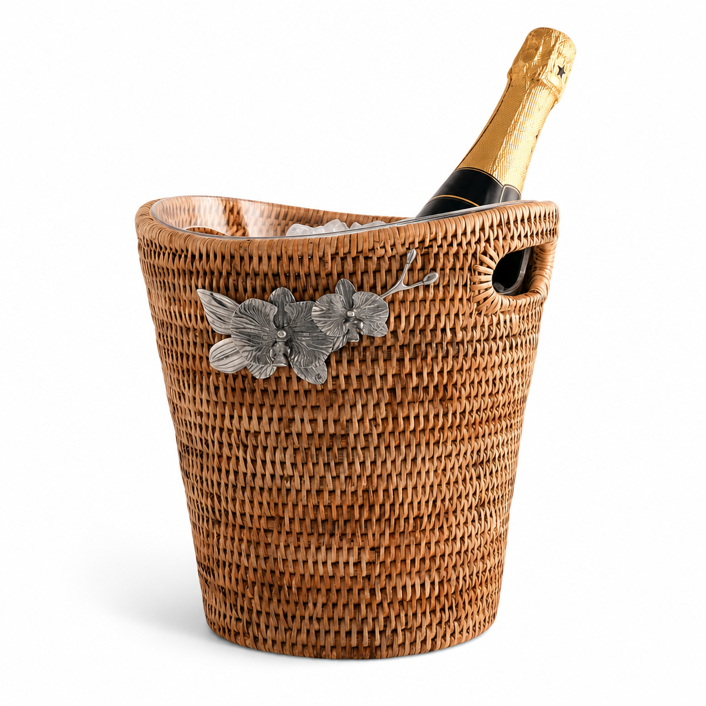 Orchids Hand Woven Wicker Rattan Champagne / Ice Bucket