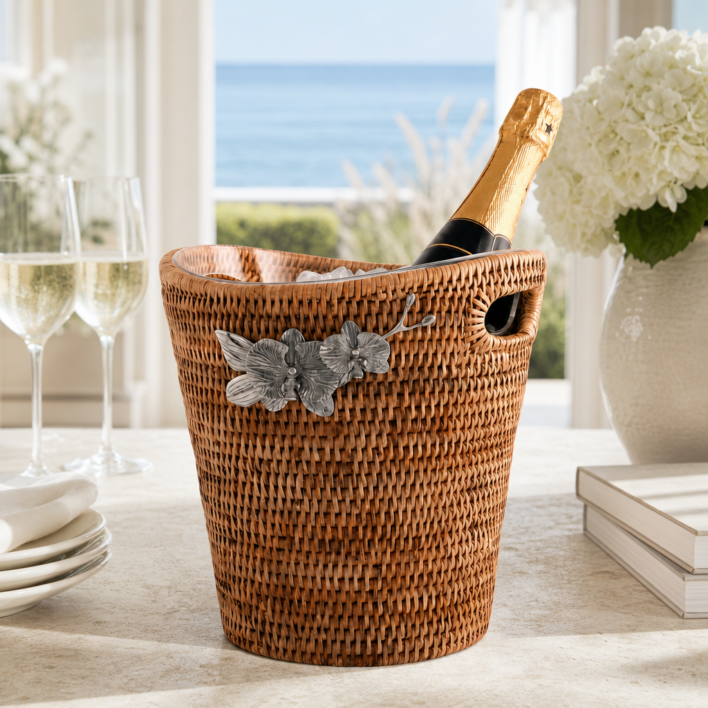 Orchids Hand Woven Wicker Rattan Champagne / Ice Bucket