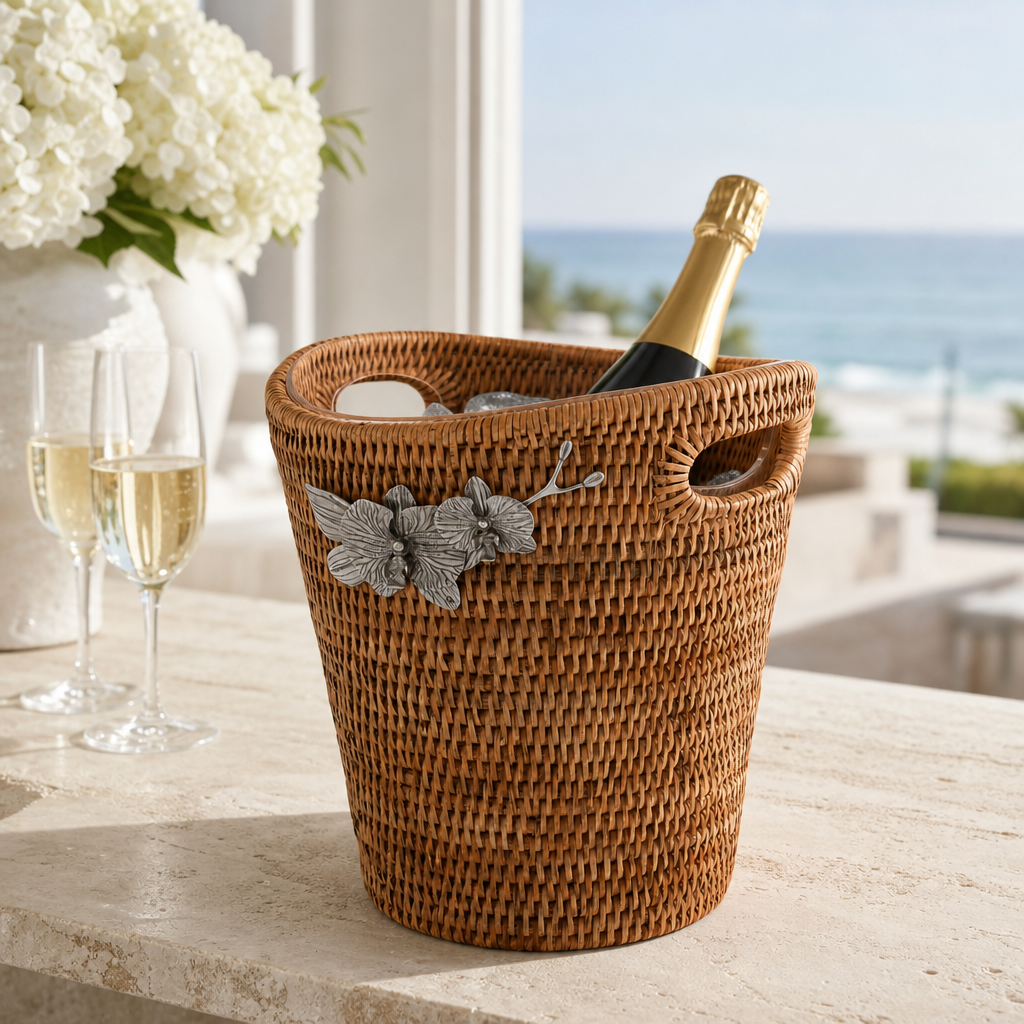 Orchids Hand Woven Wicker Rattan Champagne / Ice Bucket
