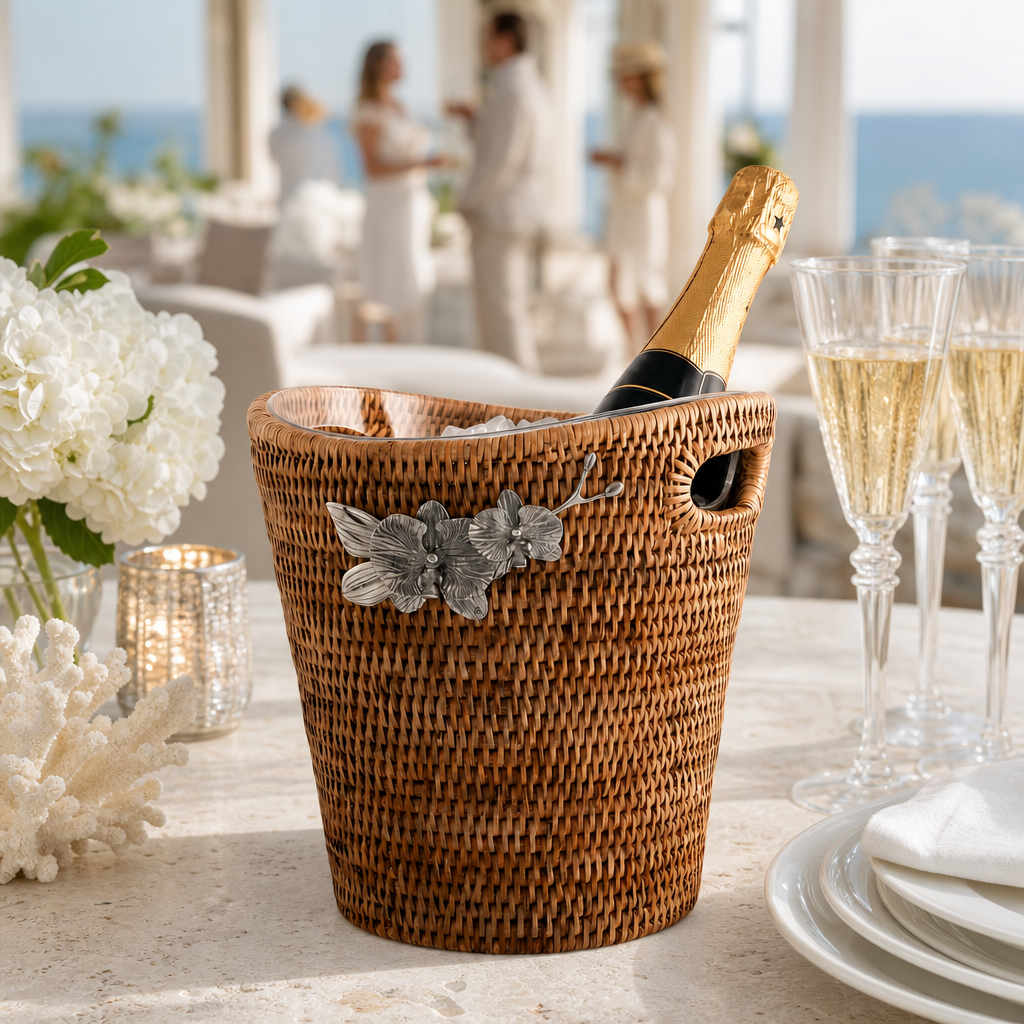 Orchids Hand Woven Wicker Rattan Champagne / Ice Bucket