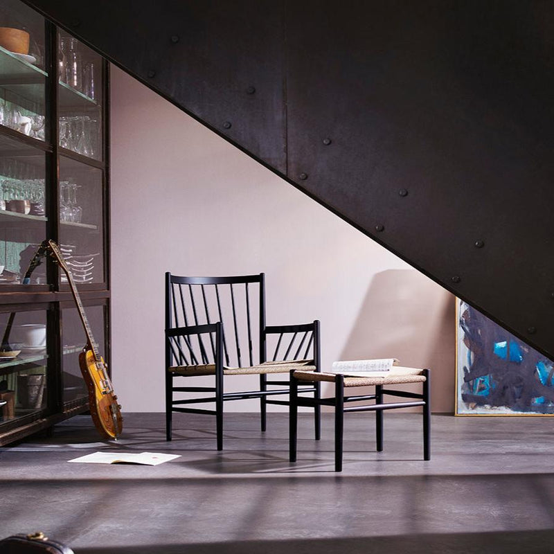 FDB Møbler J82 Lounge Chair, Jet Black Painted Beech