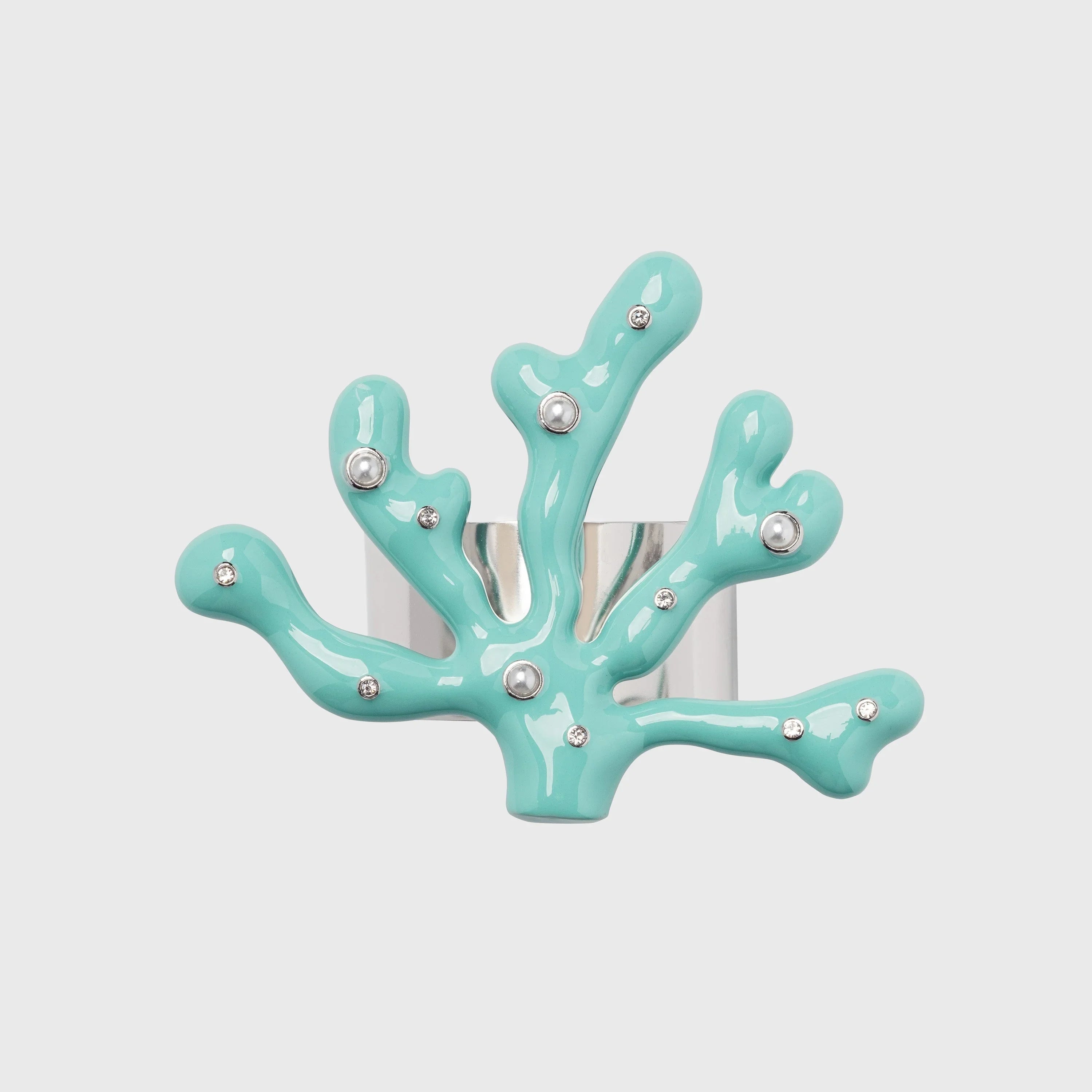 Coral napkin rings, turquoise, set of four - The Mayfair Hall
