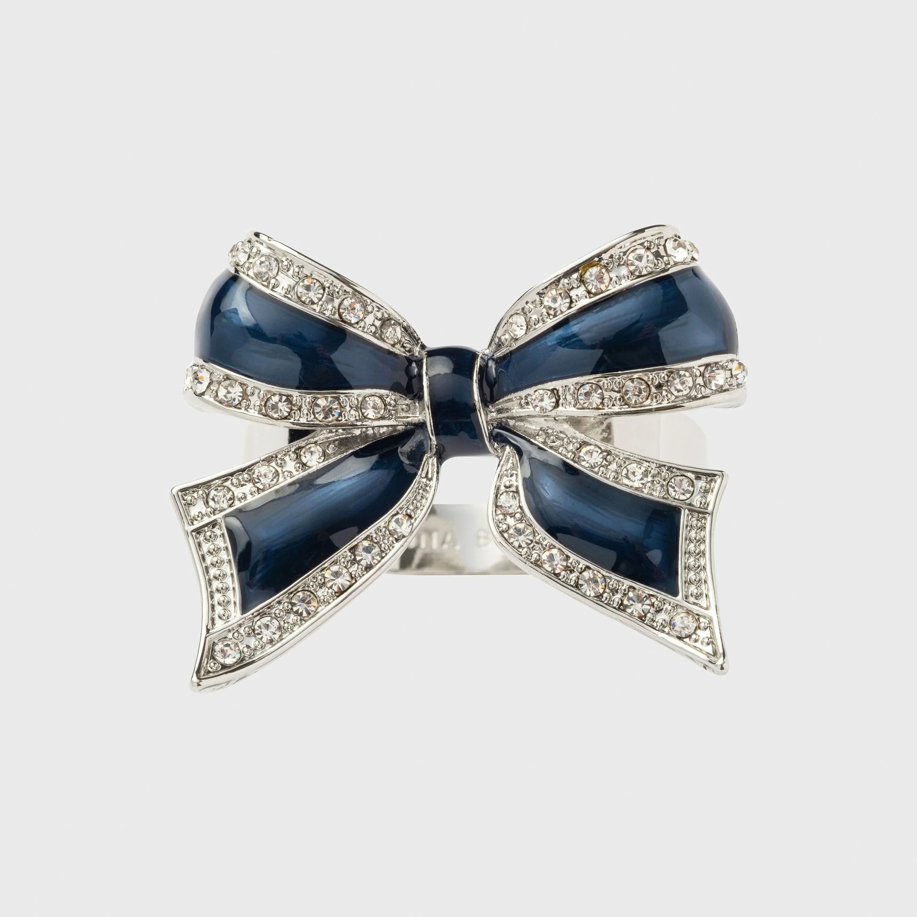 Enamel bow skinny napkin rings, navy, set of four - The Mayfair Hall