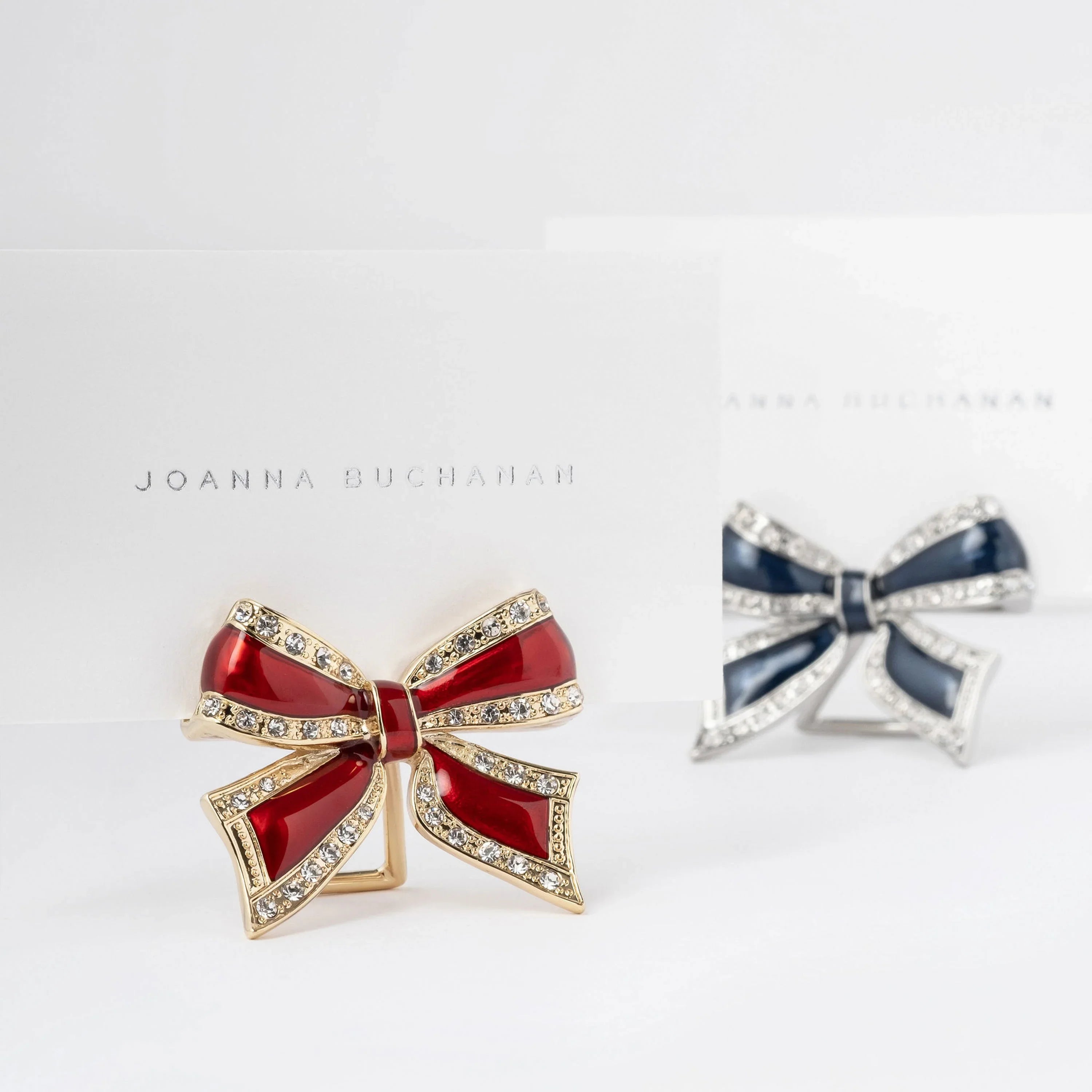 Enamel bow placecard holders, navy, set of four - The Mayfair Hall