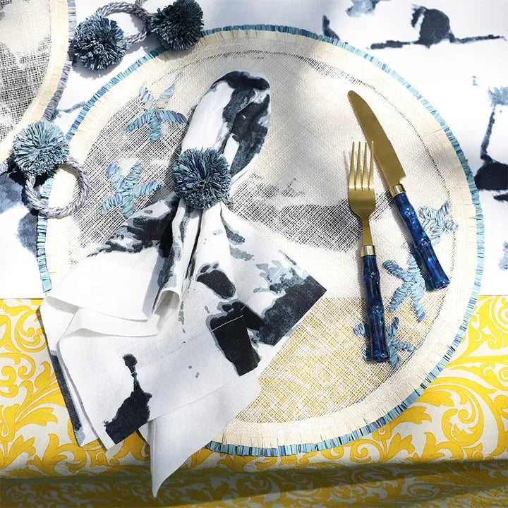 Damask print tablecloth, yellow - The Mayfair Hall