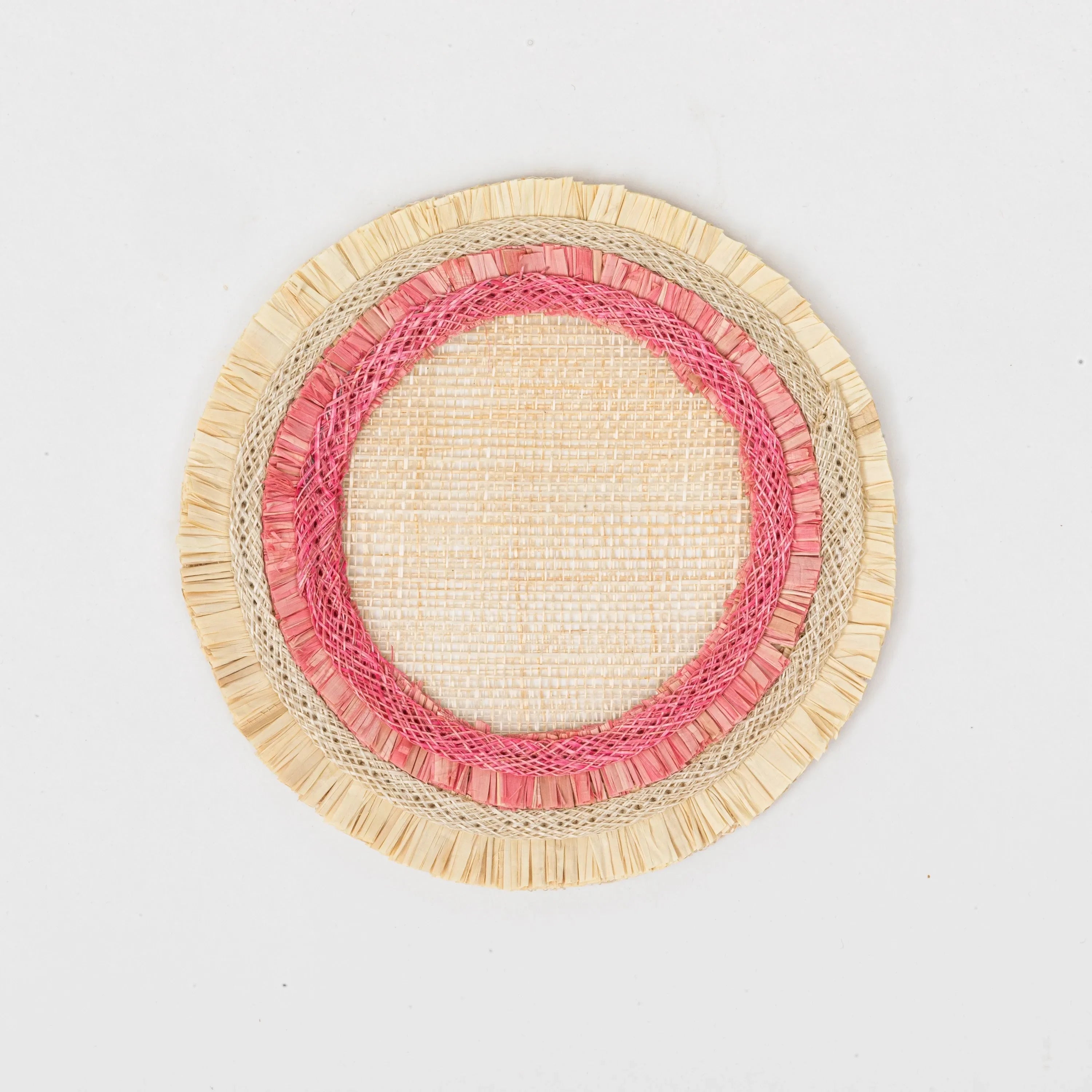 Ruffle edge straw coasters, pink - The Mayfair Hall