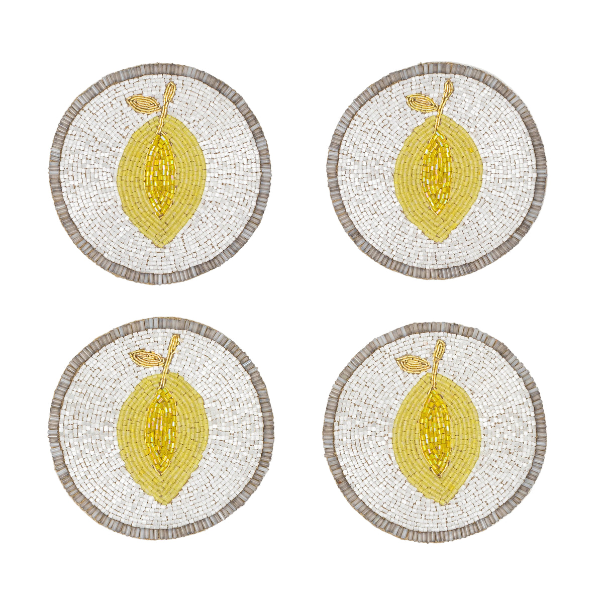 Lemon Hand-Beaded Coasters by Joanna Buchanan — Set of 4