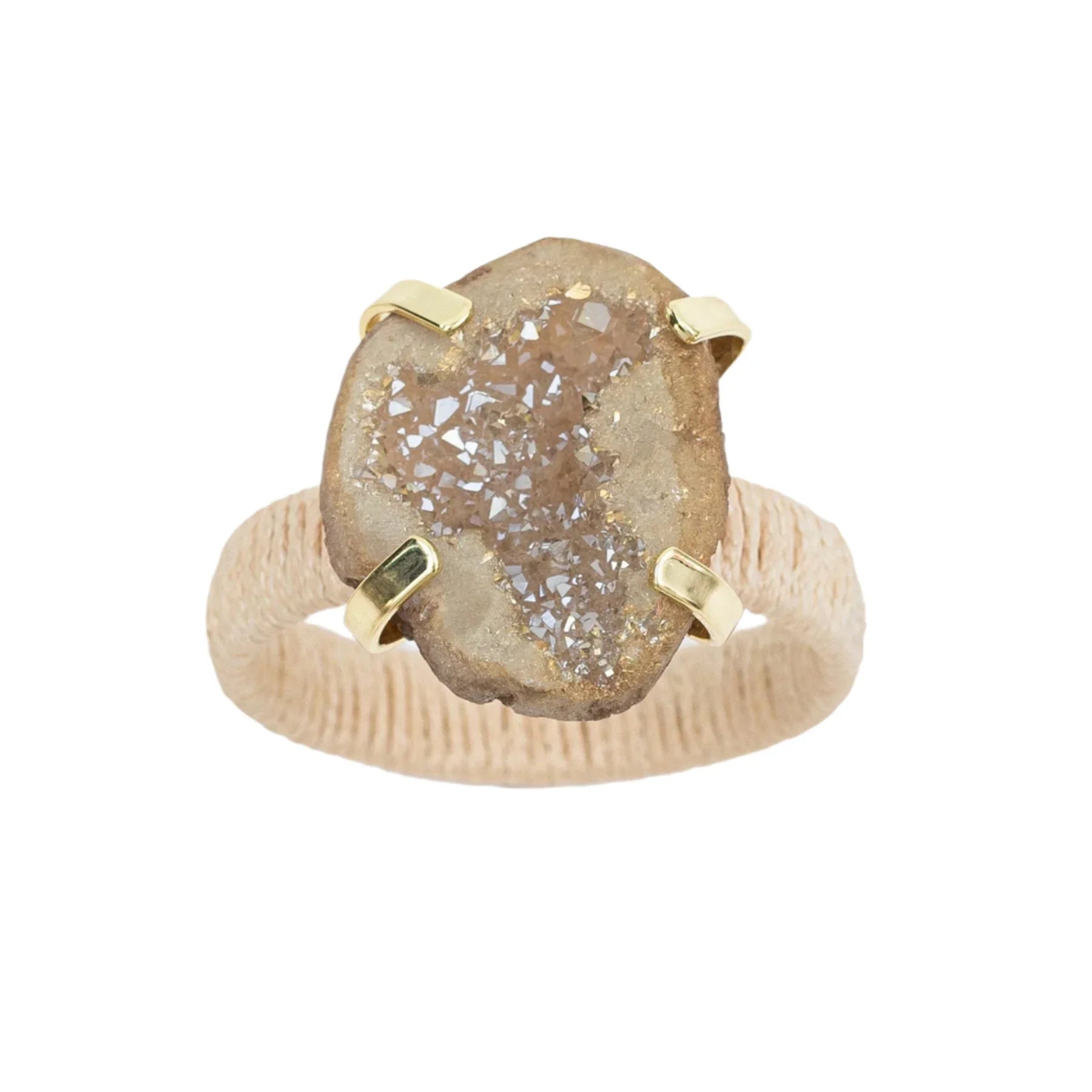 Rustic druzy napkin rings, natural, set of four - The Mayfair Hall