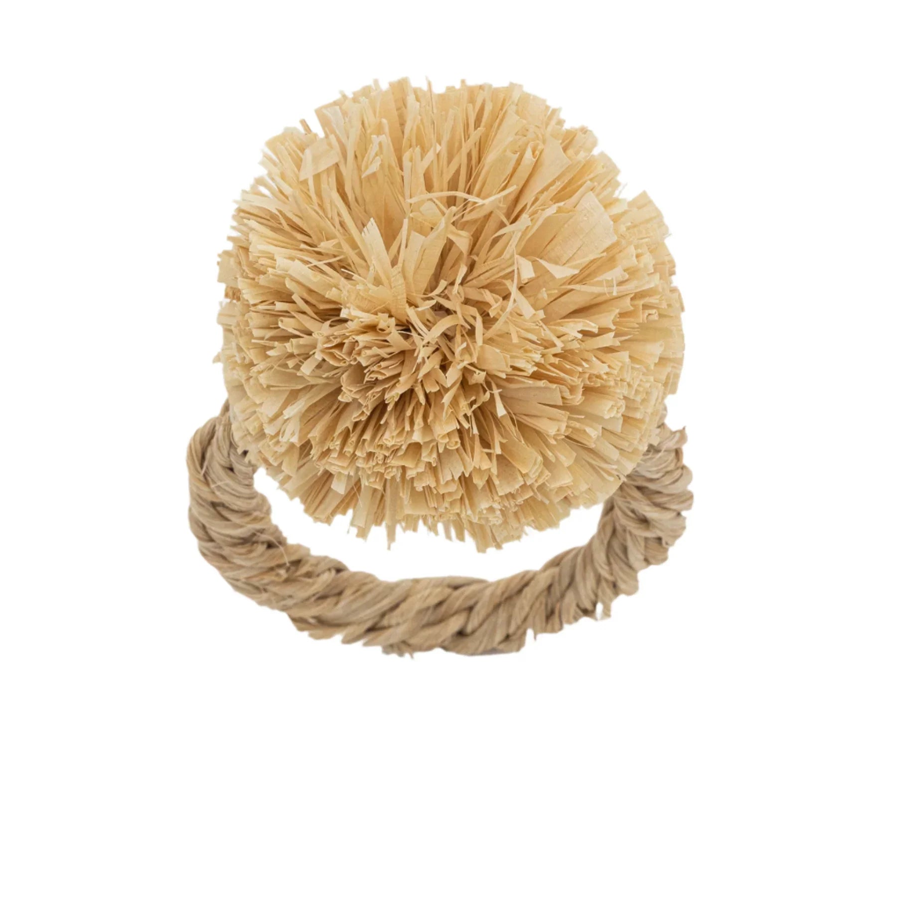 Straw pompom napkin rings, natural, set of four - The Mayfair Hall