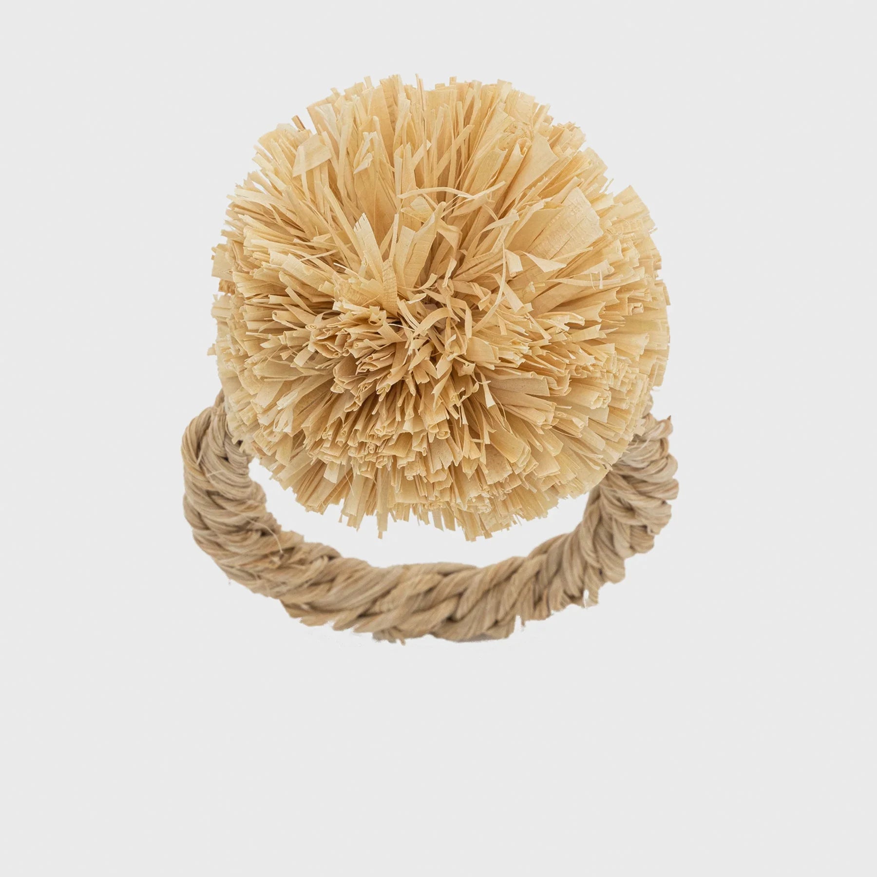 Straw pompom napkin rings, natural, set of four - The Mayfair Hall