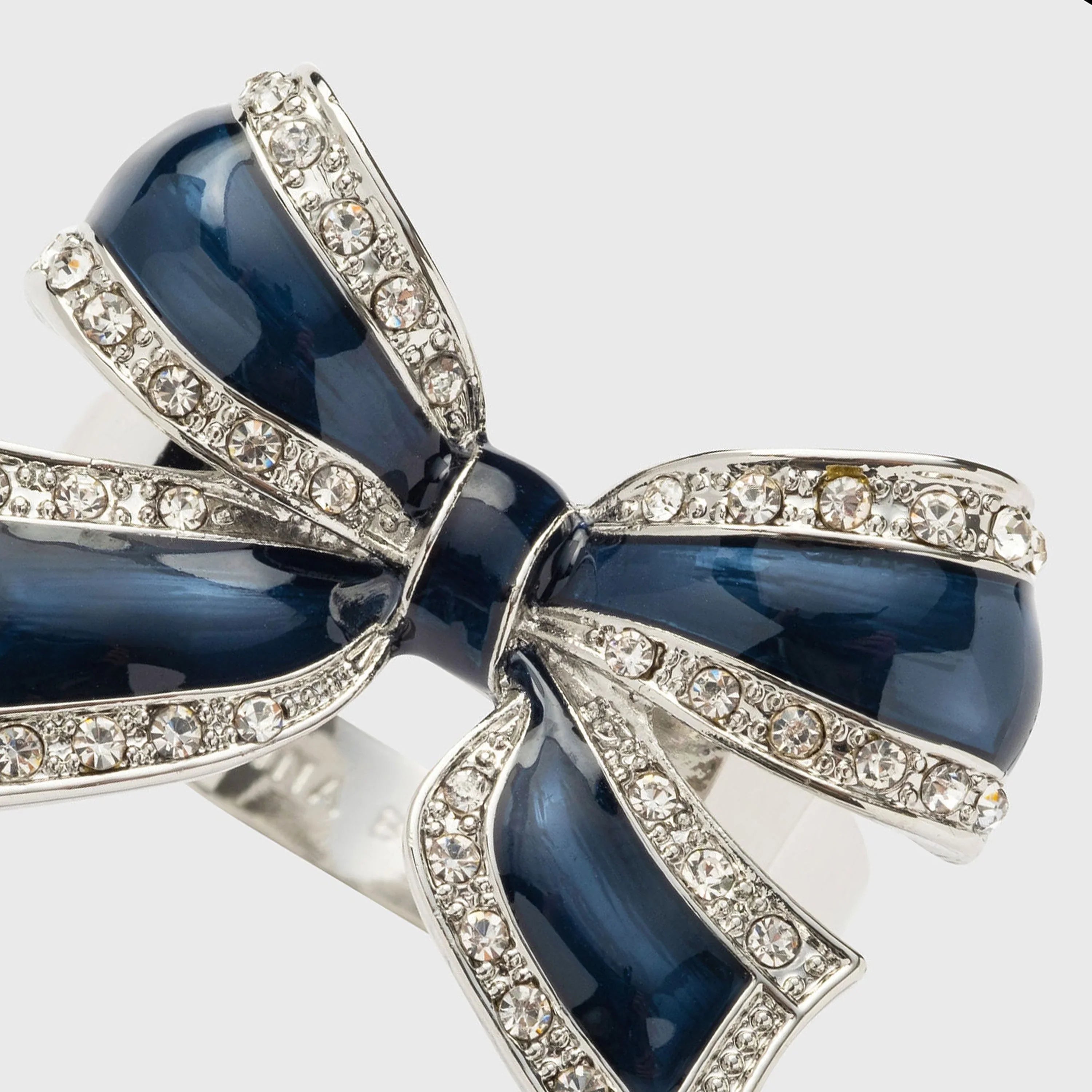Enamel bow skinny napkin rings, navy, set of four - The Mayfair Hall