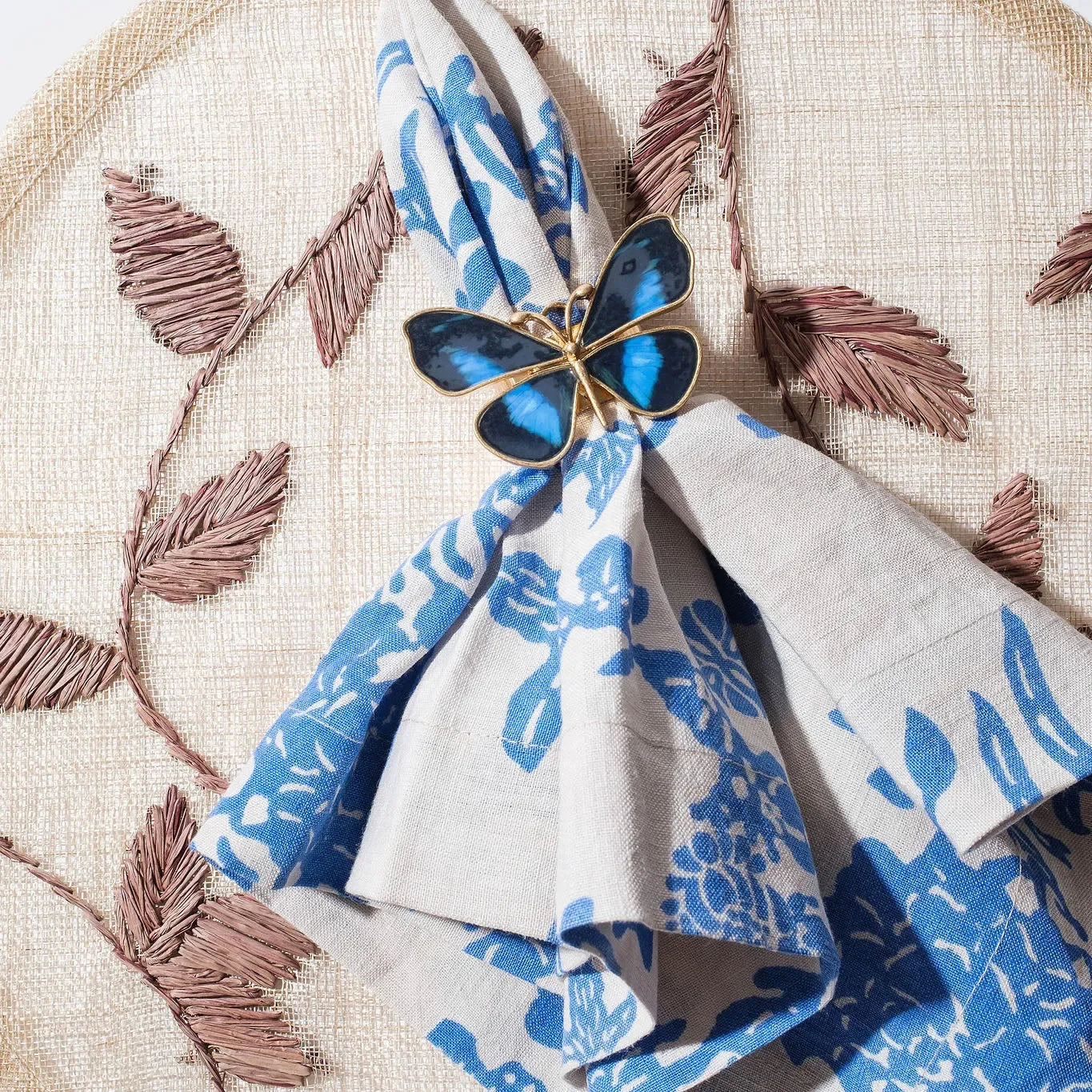 Garden print napkin, blue, set of two - The Mayfair Hall
