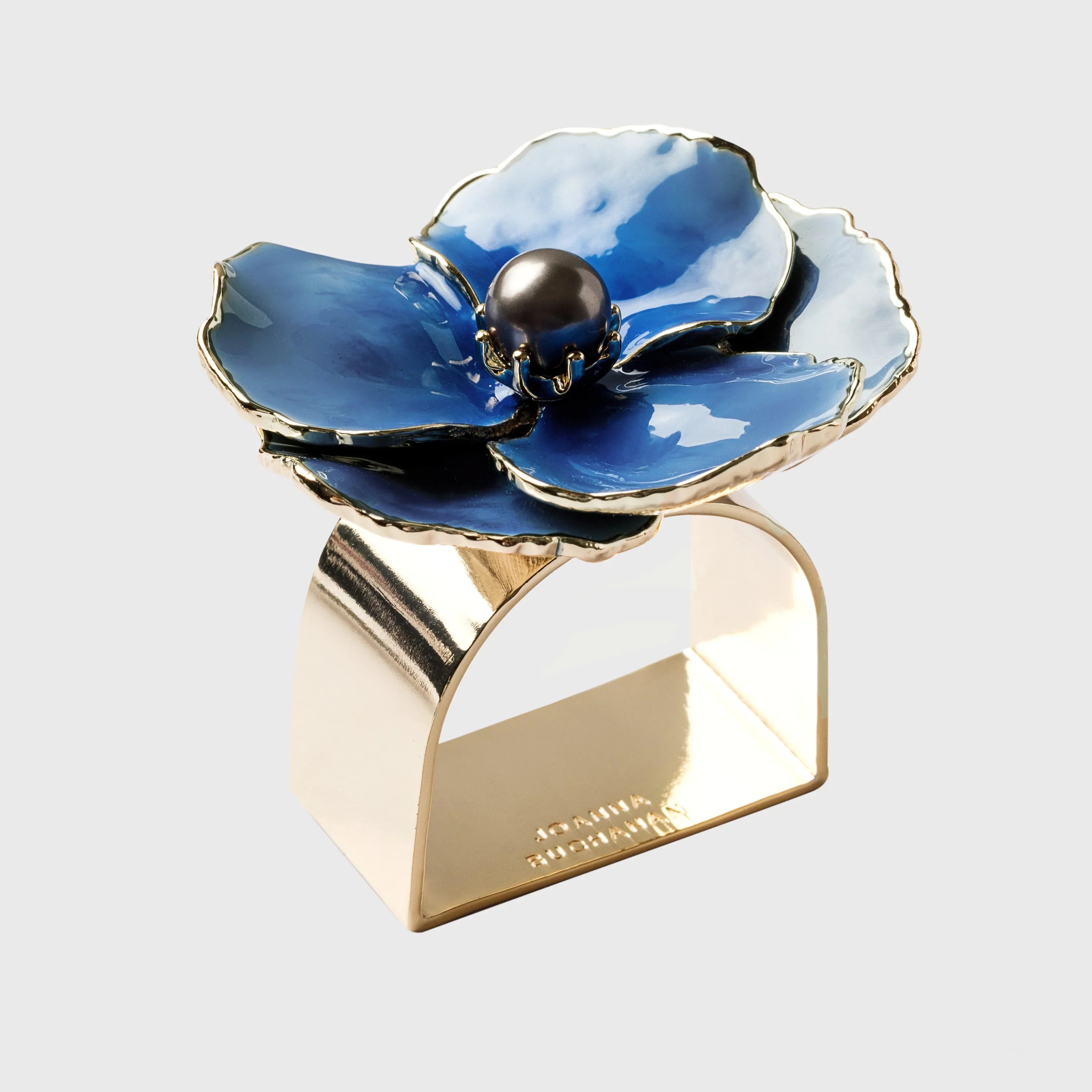 Enamel flower napkin rings, blue, set of four - The Mayfair Hall