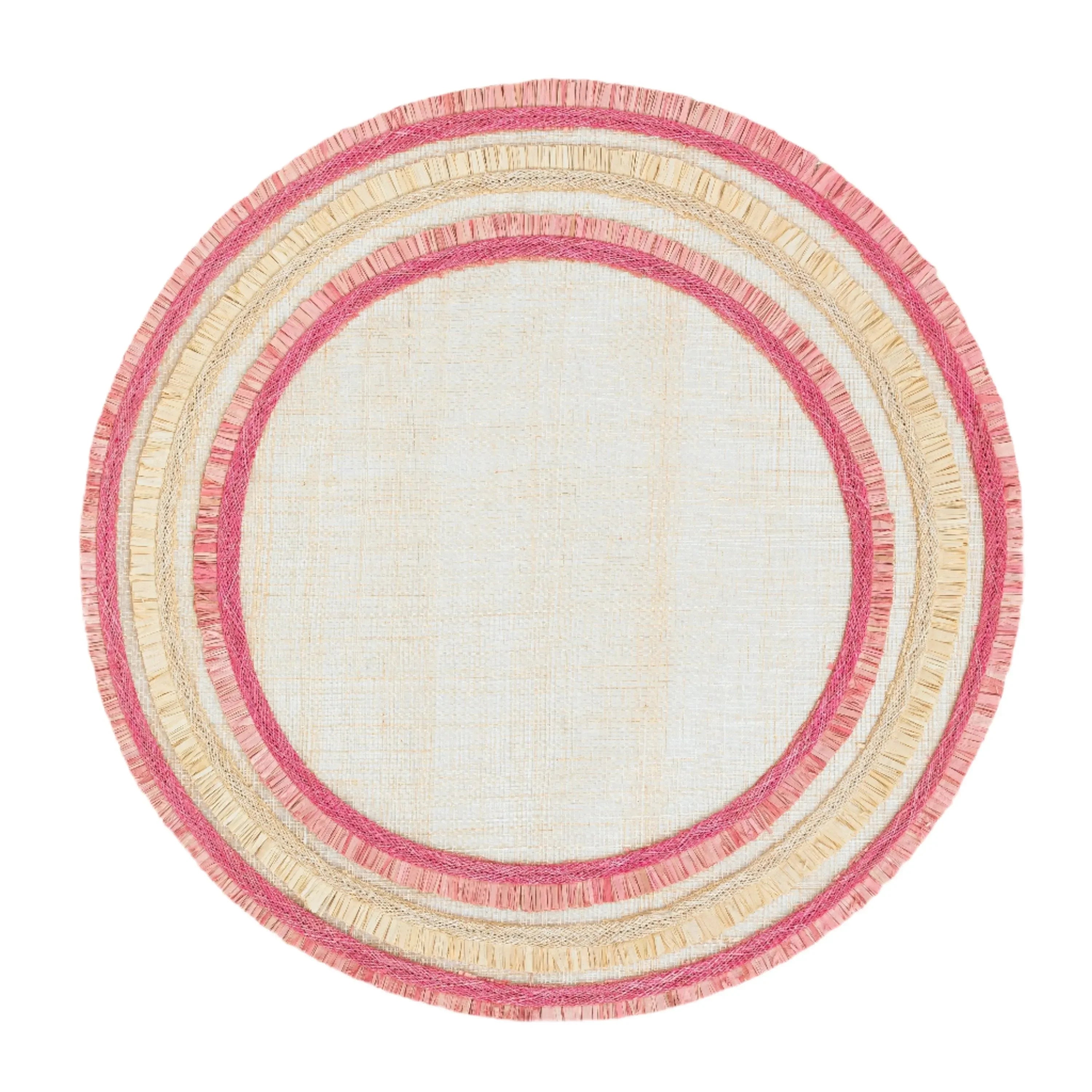 Ruffle edge straw placemat, pink, set of four - The Mayfair Hall